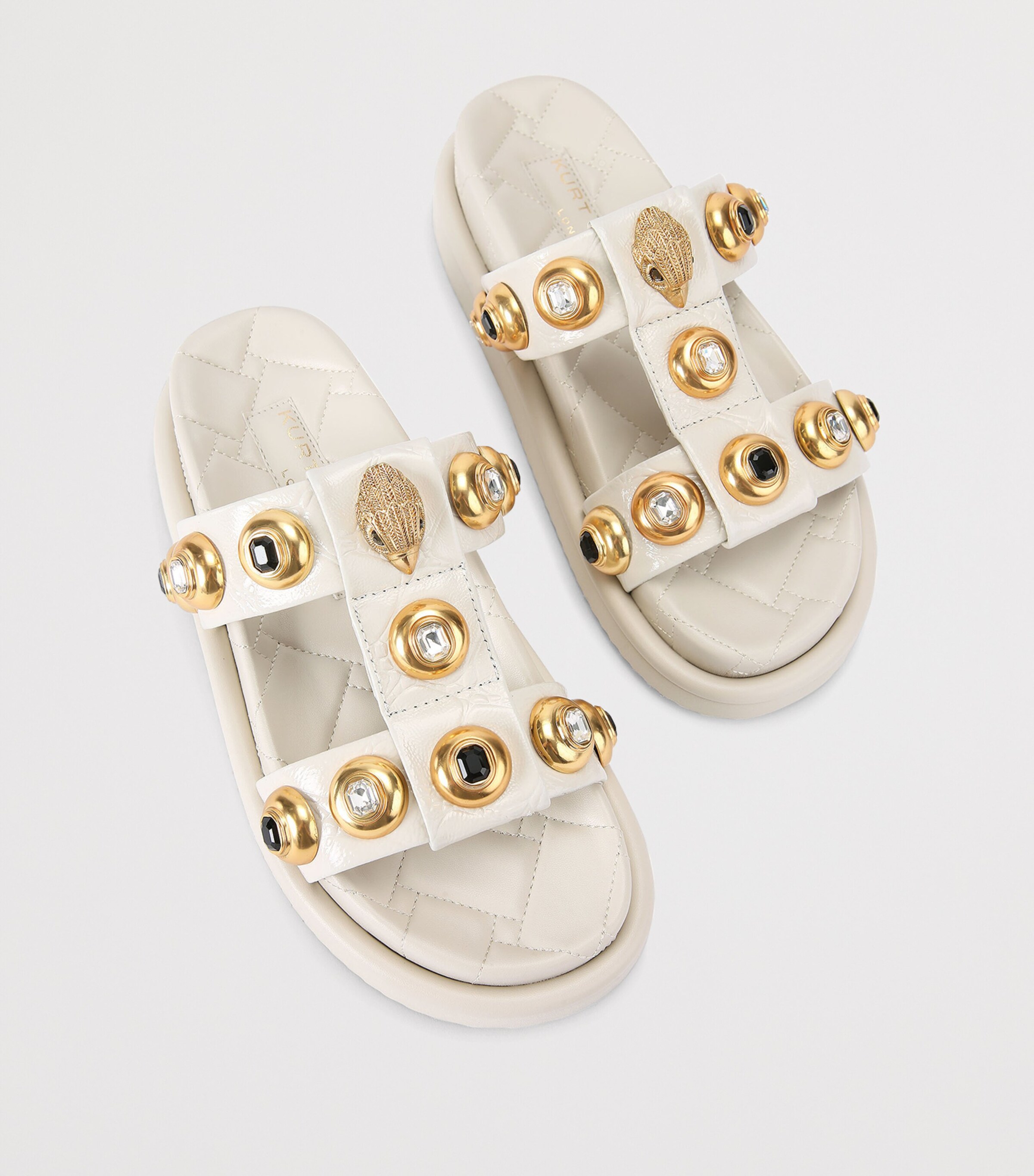 Kurt Geiger London Leather Croc-Embossed Orson Sandals Bone Image 4