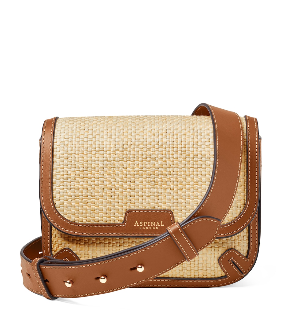Leather Raffia-Front Ella Cross-Body Bag NEUTRAL Image 1