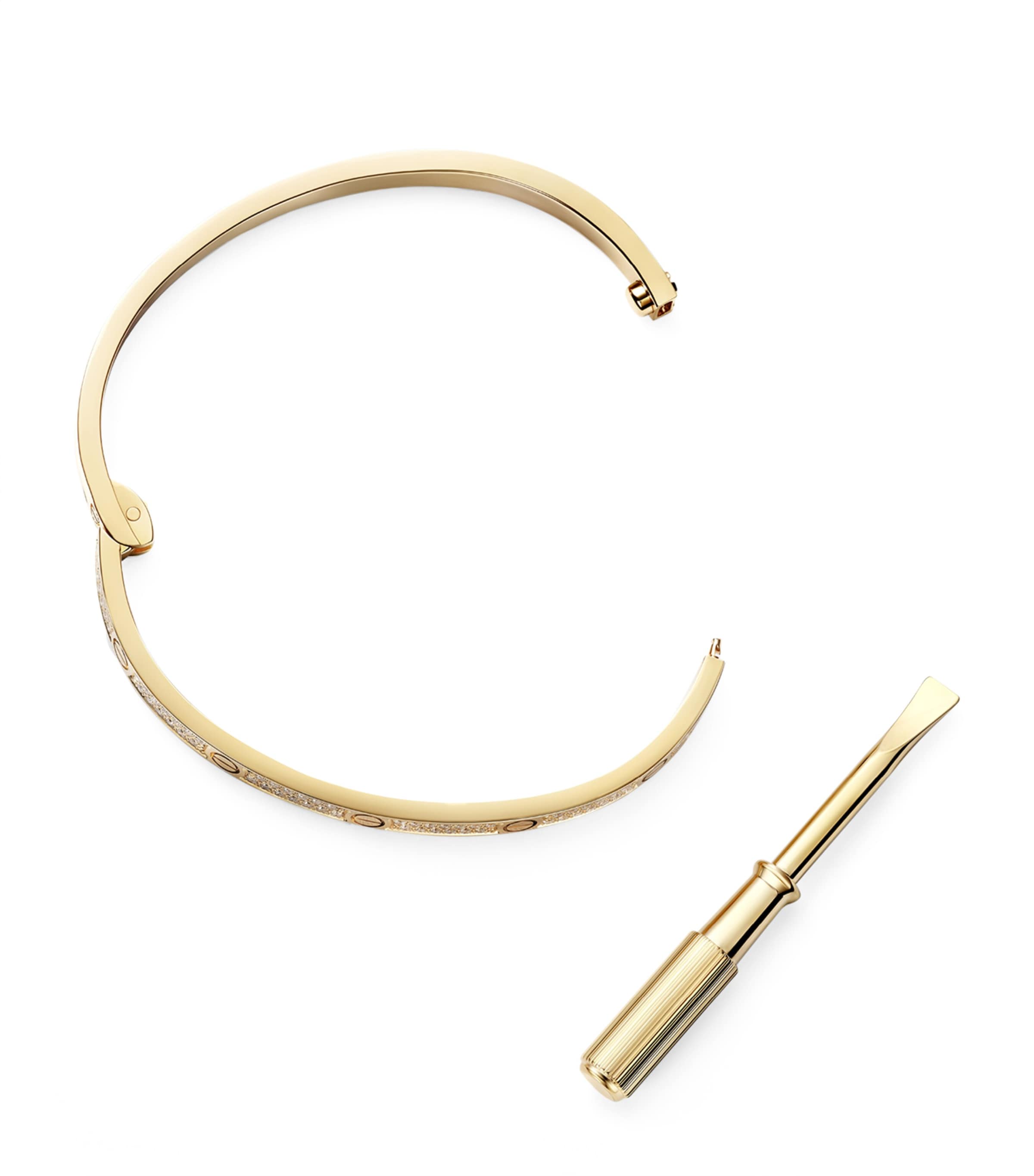 LOVE Small Yellow Gold Diamond-Paved Bracelet YELLOW GOLD Image 3