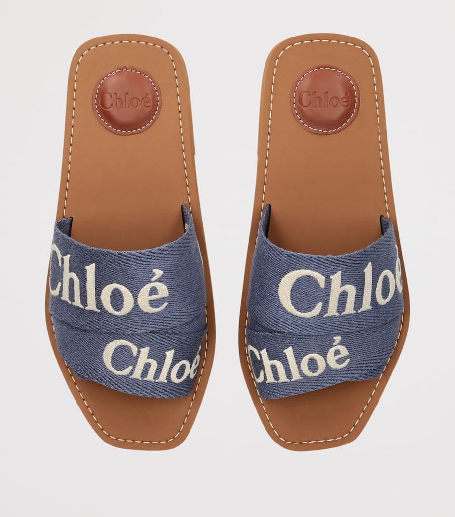 Chloé Canvas Jacquard Woody Sandals Mid Blue Image 4