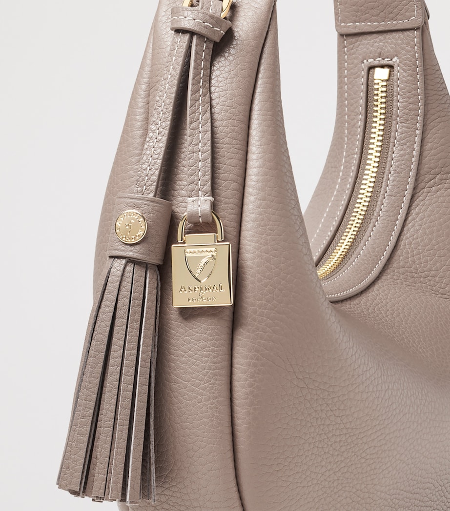 Aspinal Of London Small Leather Soho Crescent Shoulder Bag Moleskin Image 6