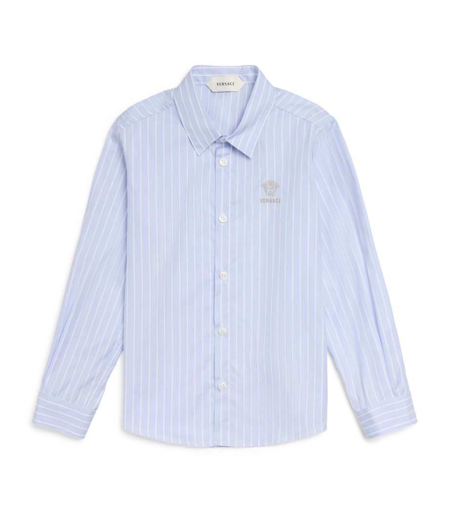 Versace Kids Cotton Stripe Medusa Shirt (4-14 Years) Image 1