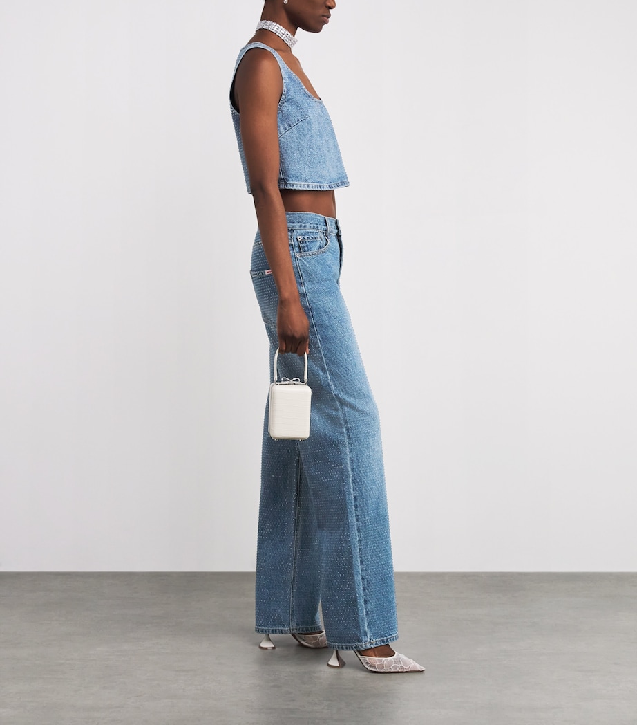 Rhinestone-Embellished Straight Jeans BLUE Image 2