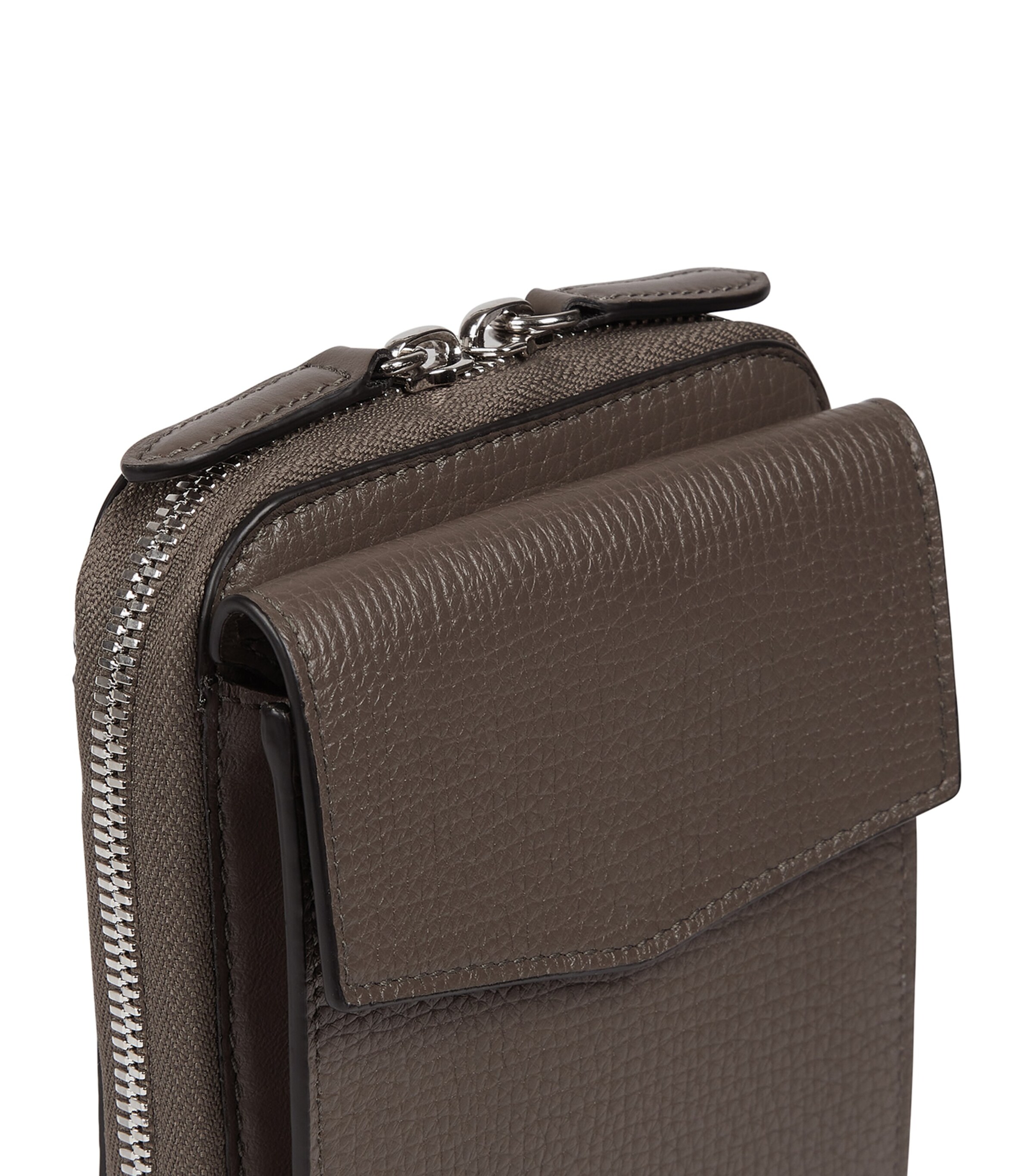 Smythson Ludlow Leather Cross-Body Pouch Dark Taupe Image 4