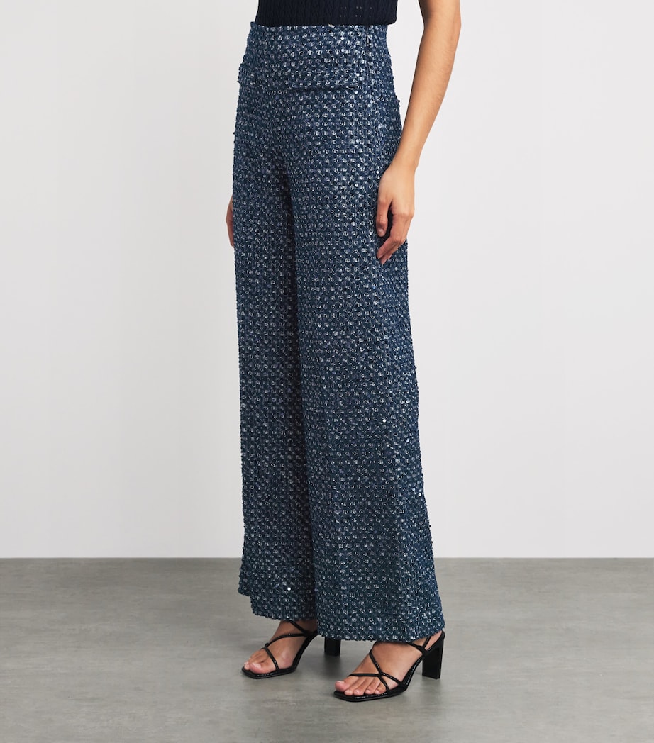 Sandro Paris Womens Sequinned Tailored Trousers Navy Blue Image 4