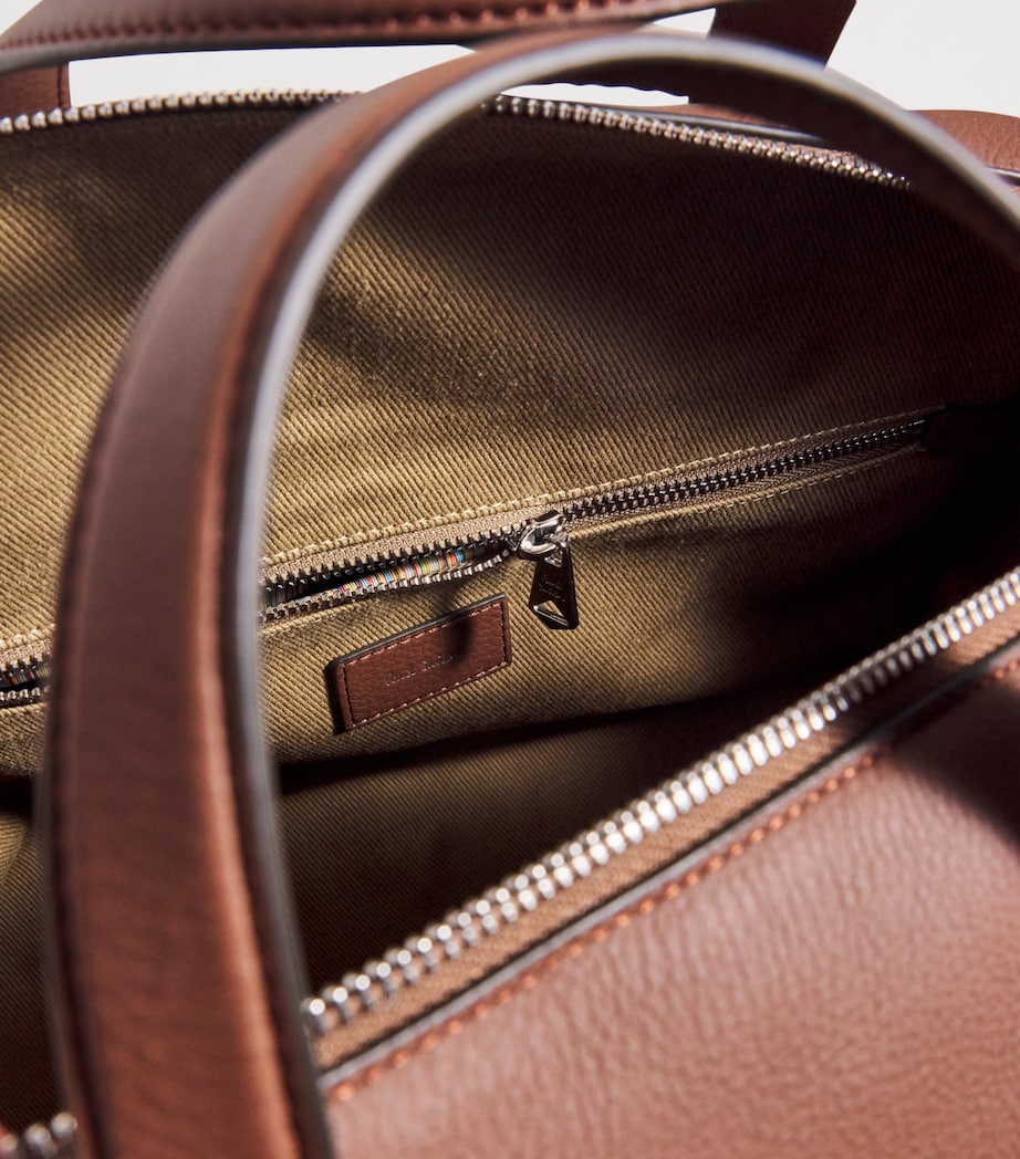 Leather Signature Stripe Holdall 62_TAN Image 4