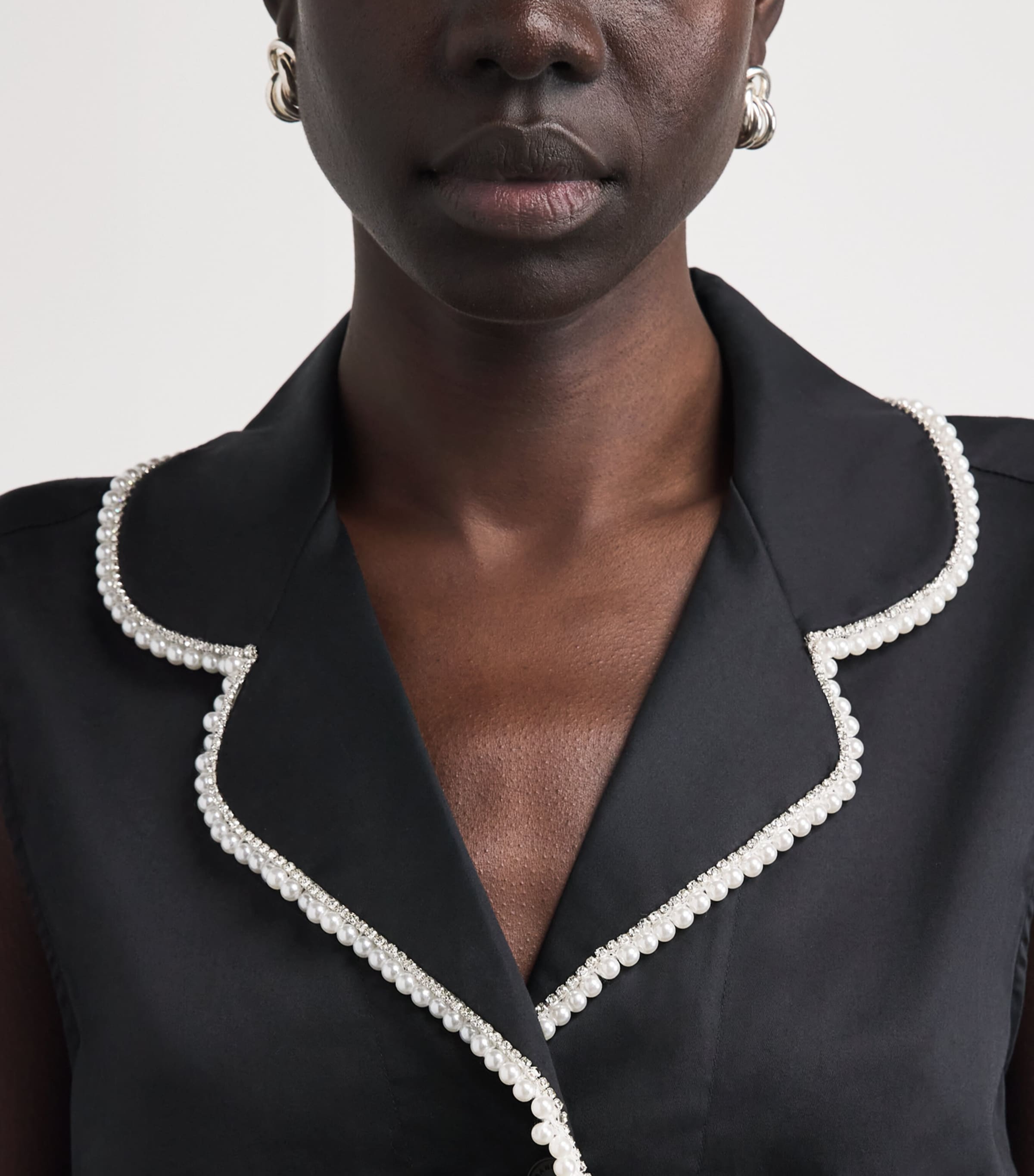 Sandro Paris Womens Cotton Embellished Shirt Black Image 3