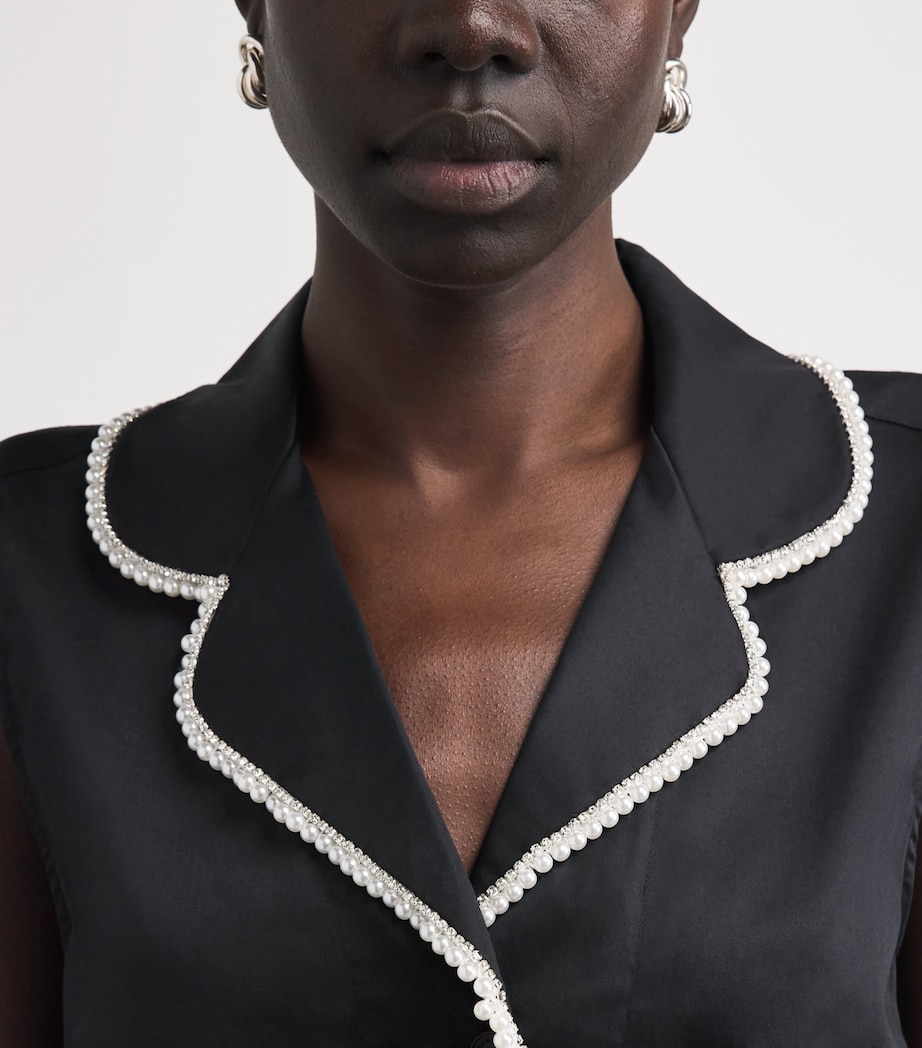 Sandro Paris Womens Cotton Embellished Shirt Black Image 3