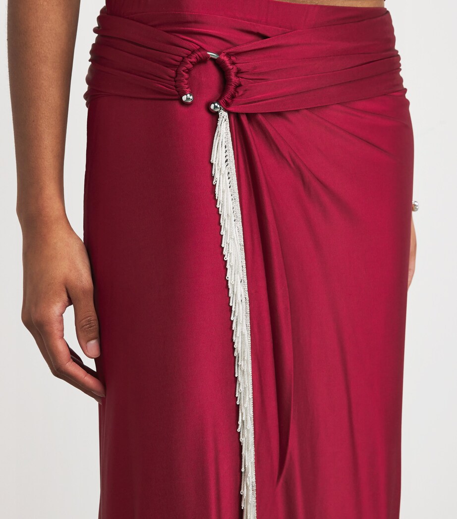 Tasselled Midi Skirt P613 RUBY RED Image 6