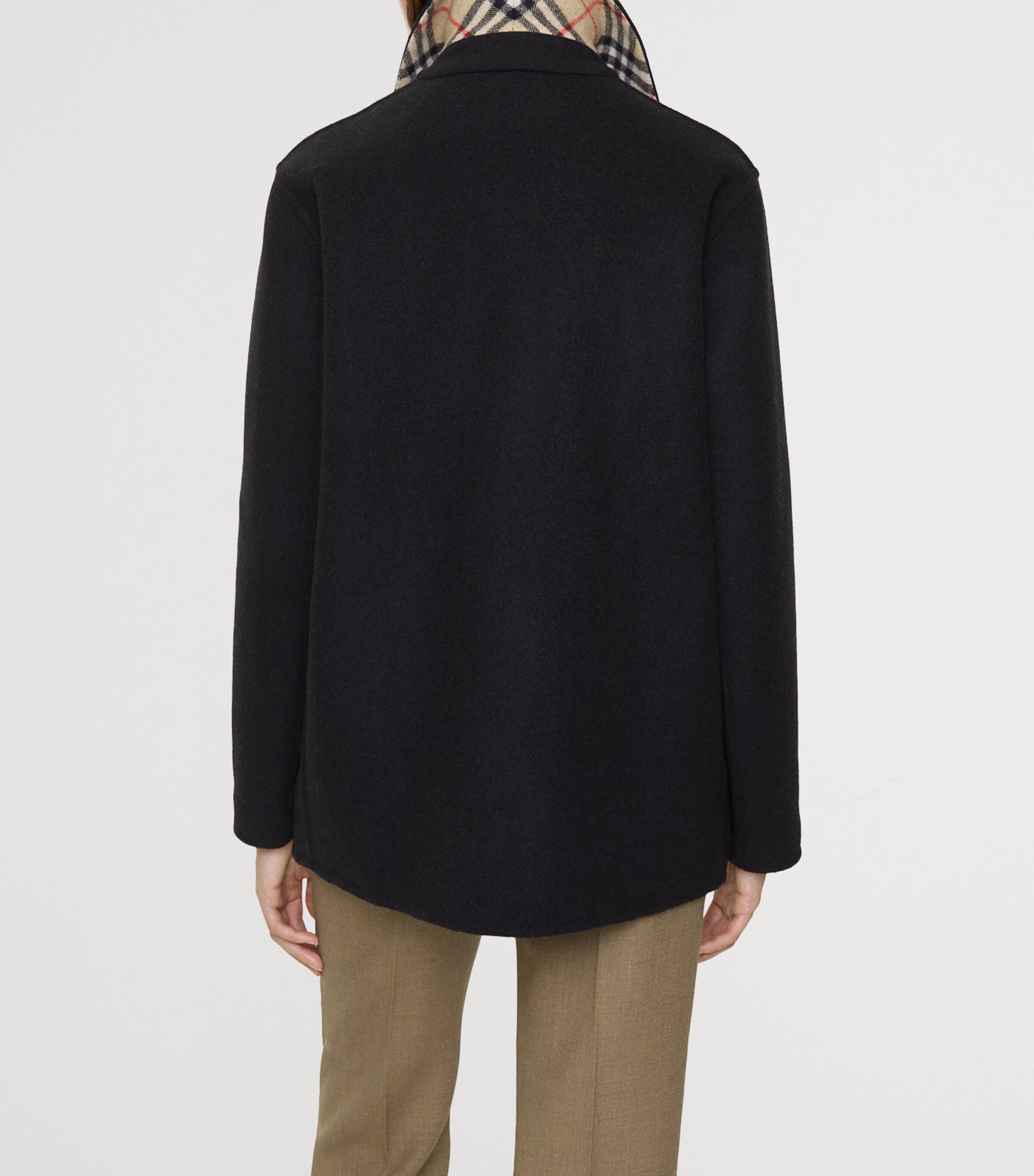 Burberry Womens Wool Twill Overshirt Black/sand Ip Check Image 4
