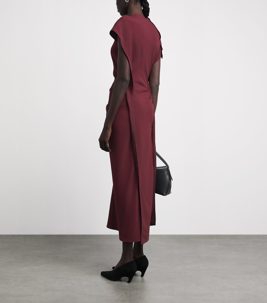 Victoria Beckham Womens Satin Asymmetric Victoria Midi Dress Cinnabar Red Image 4