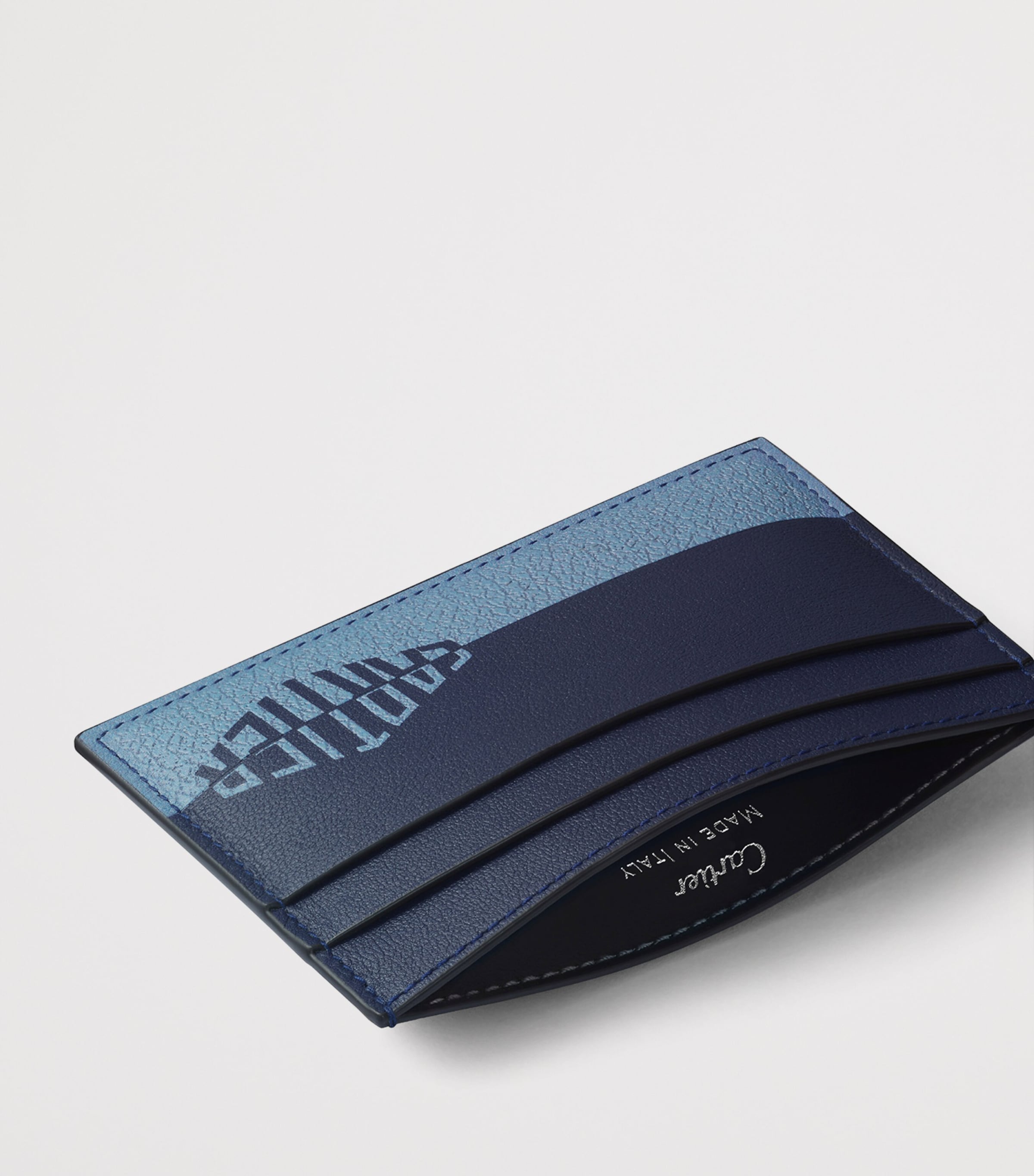 Leather Losange Shadow Card Holder NAVY BLUE / SKY BLUE Image 3