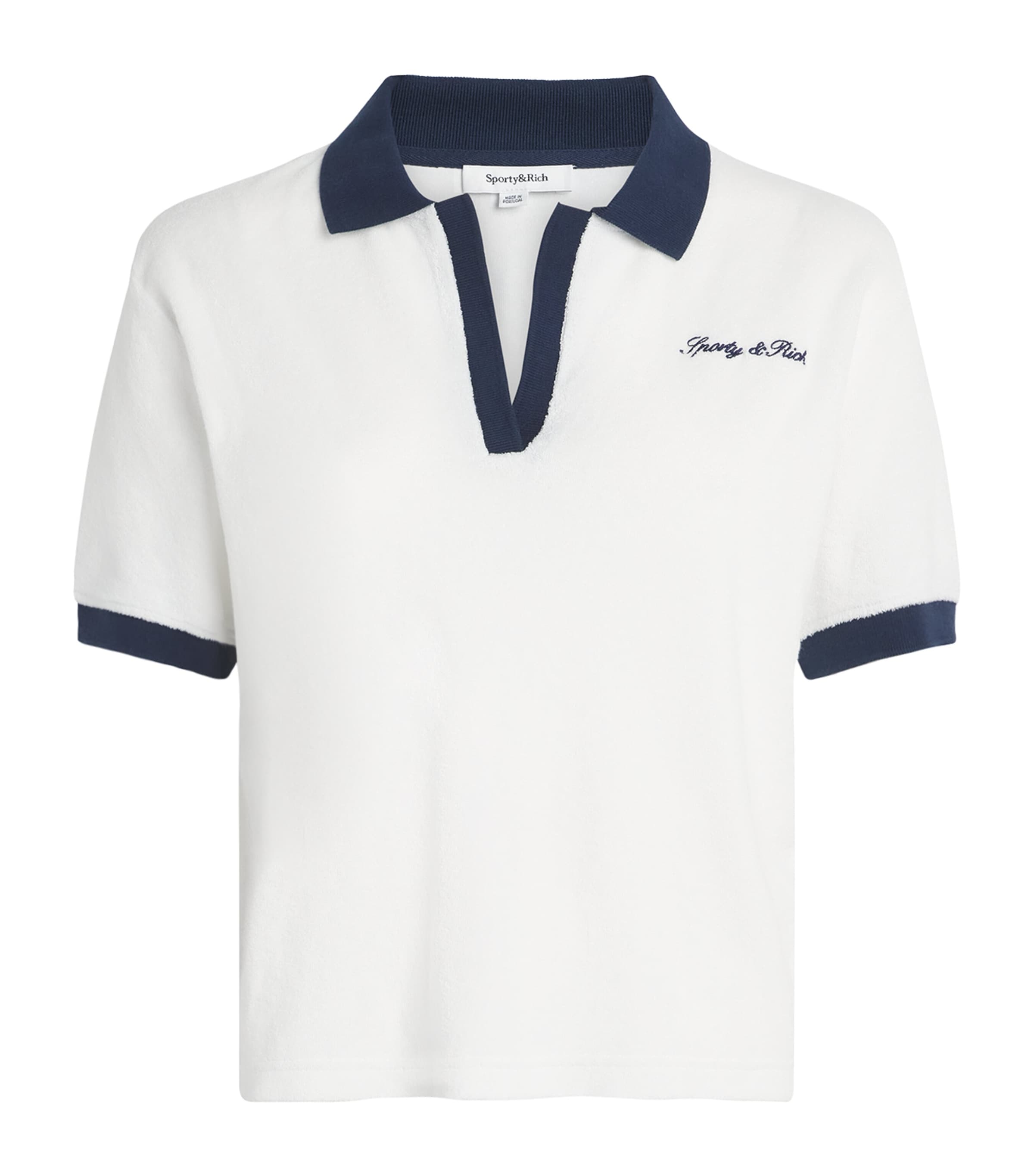 Sporty And Rich Sporty & Rich Terry Cotton Signature Logo Polo Shirt In White