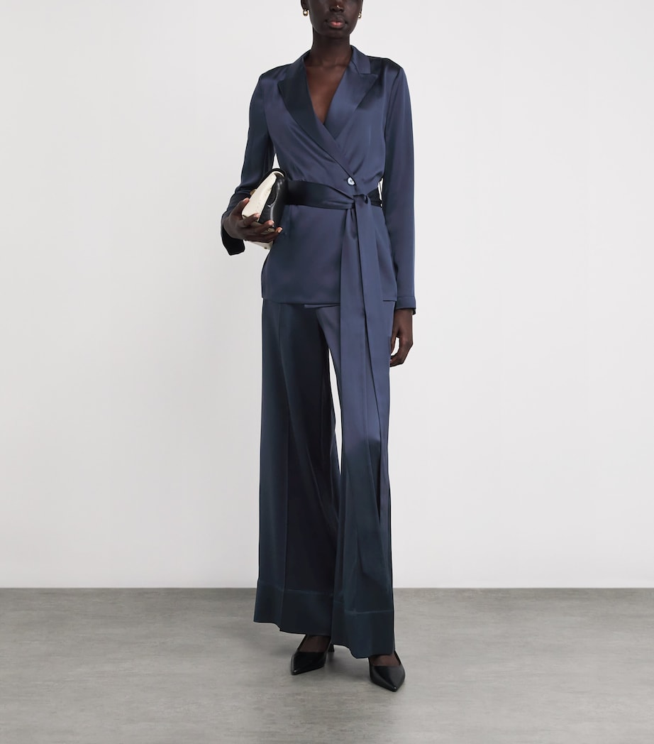 Joseph Womens Satin Dijon Tailored Trousers Indigo Image 2