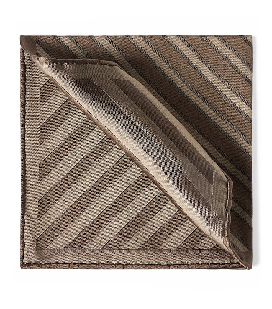 Brunello Cucinelli Silk Stripe Pocket Square Image 1