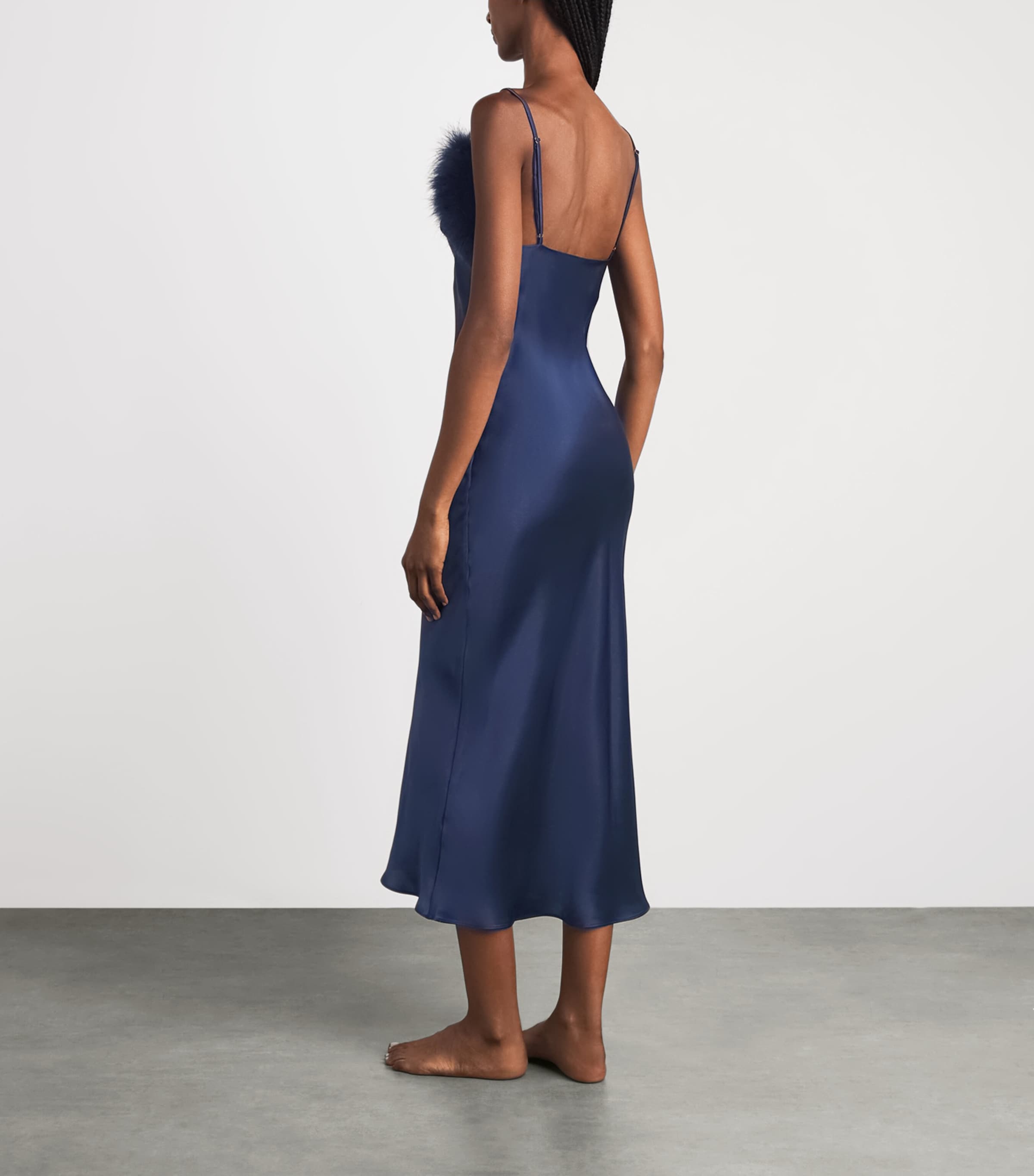 Gilda & Pearl Womens Silk Meet Me At Midnight Slip Dress Sapphire Image 3