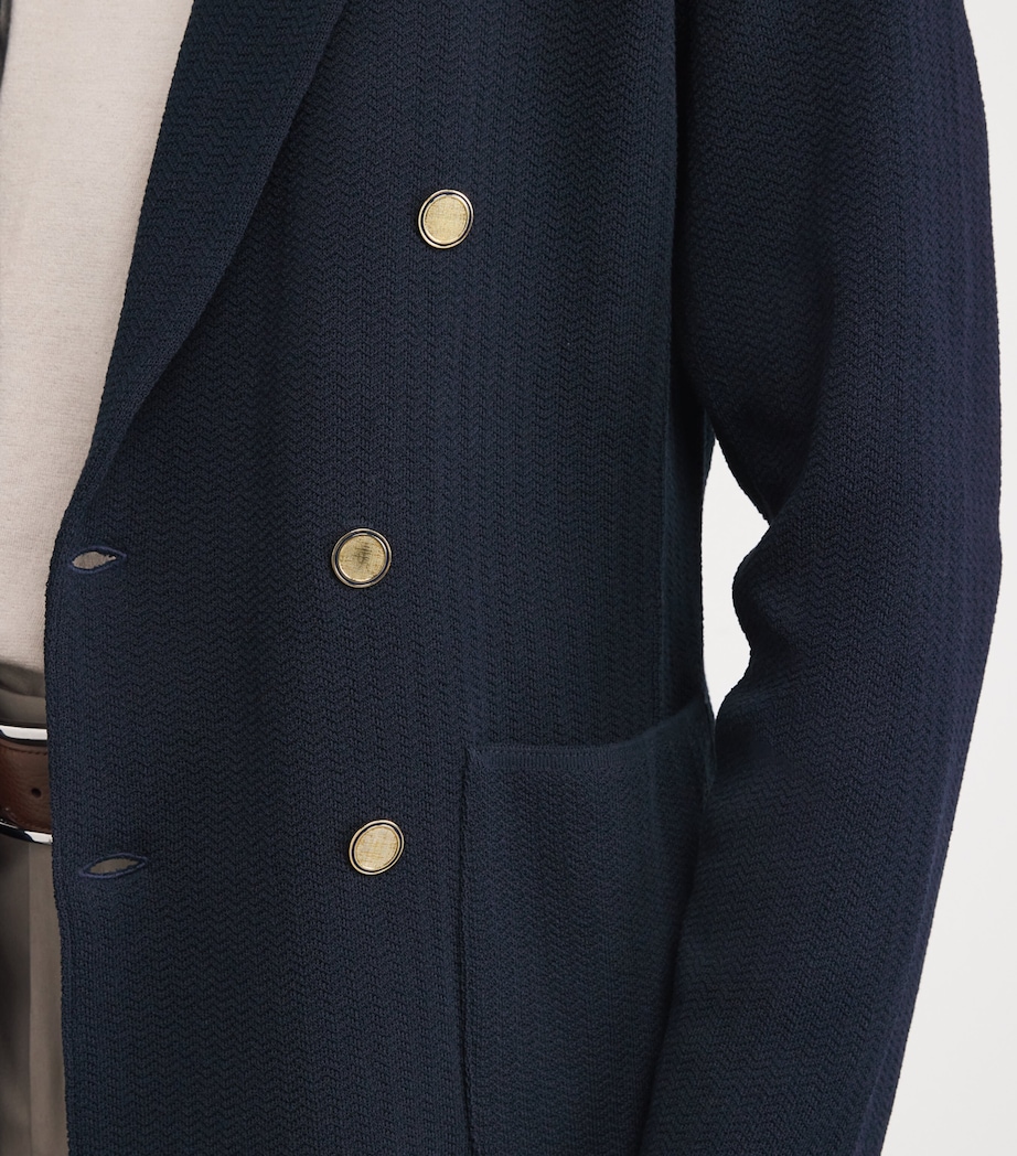 Knitted Double-Breasted Blazer 850 NAVY Image 6