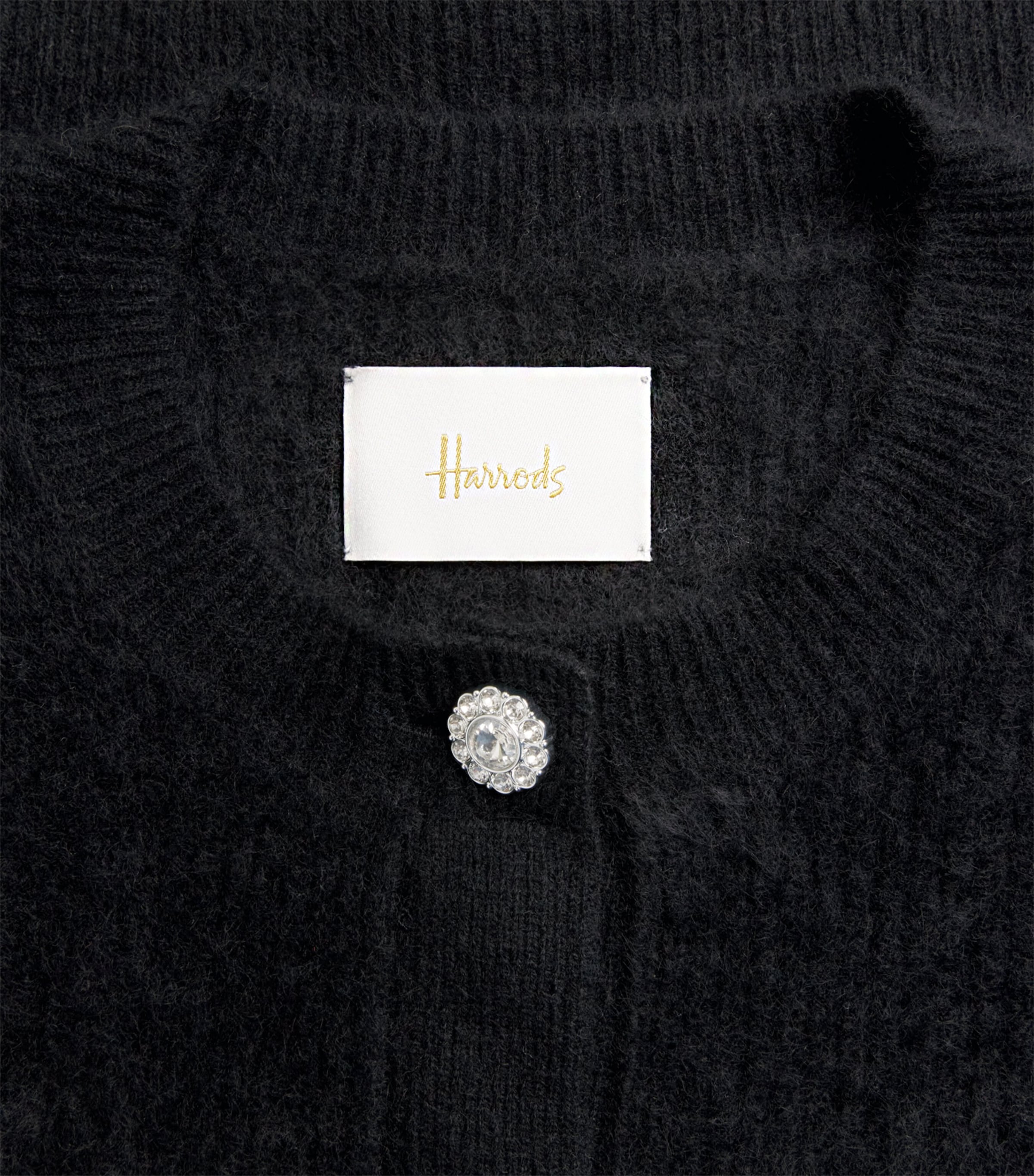 Harrods Womens Wool-Cashmere Embellished Cardigan Black Image 6