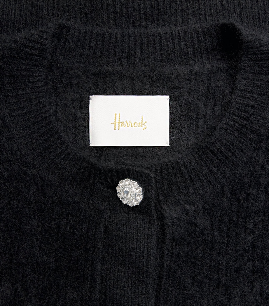 Harrods Womens Wool-Cashmere Embellished Cardigan Black Image 6