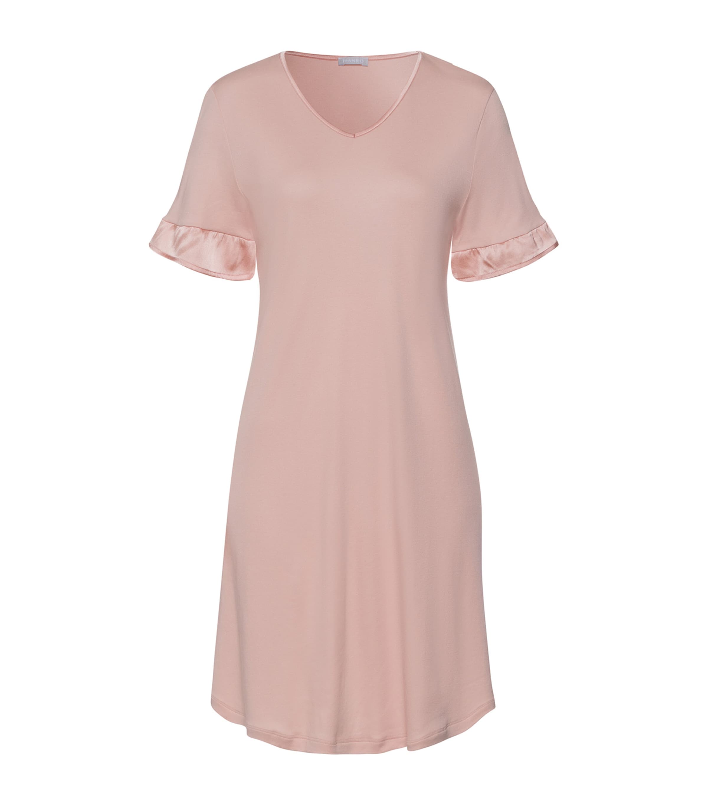 Hanro Cotton-blend Short-sleeve Claire Nightdress In Pink