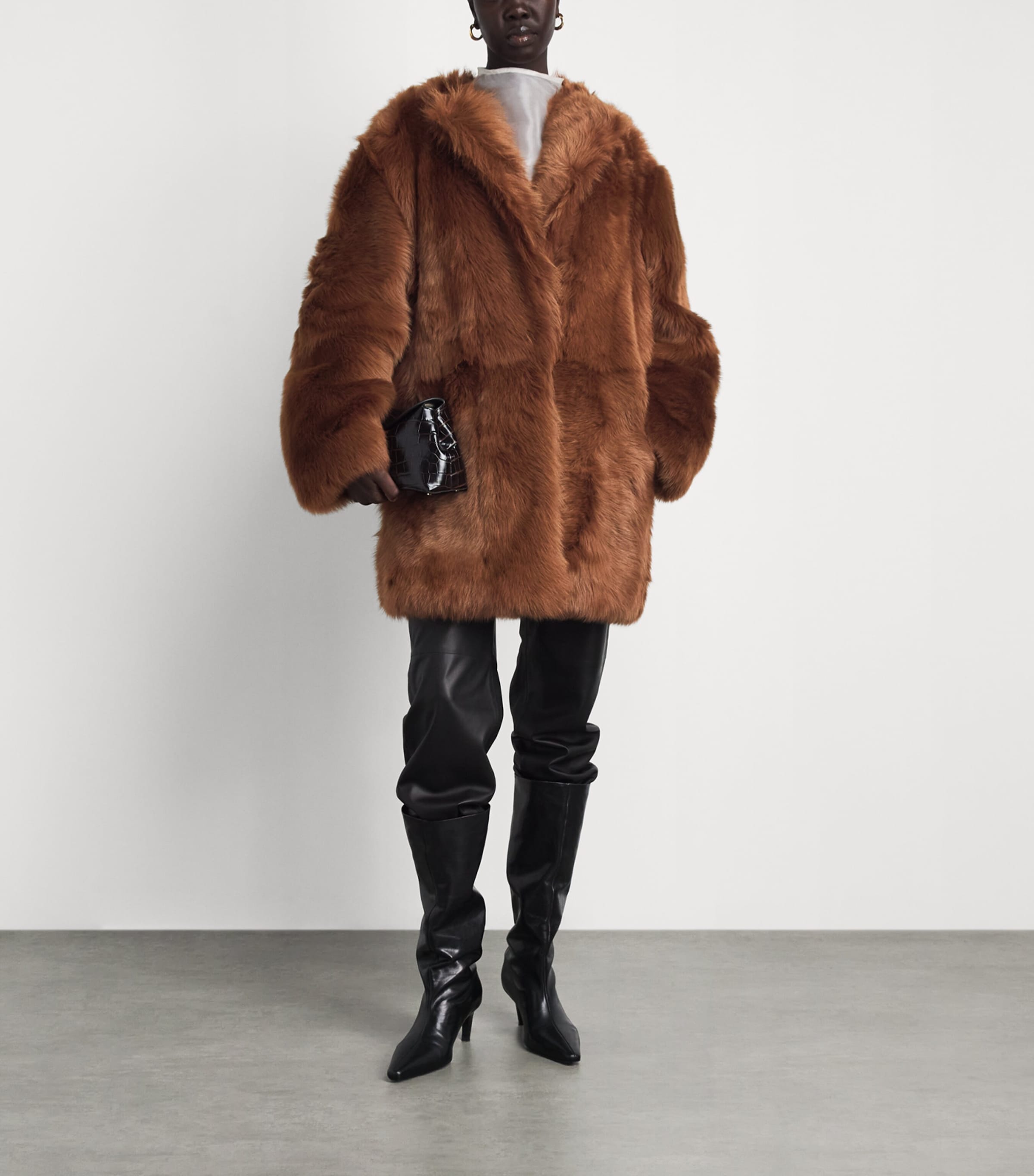 Toteme Womens Shearling Short Coat Ginger Image 2