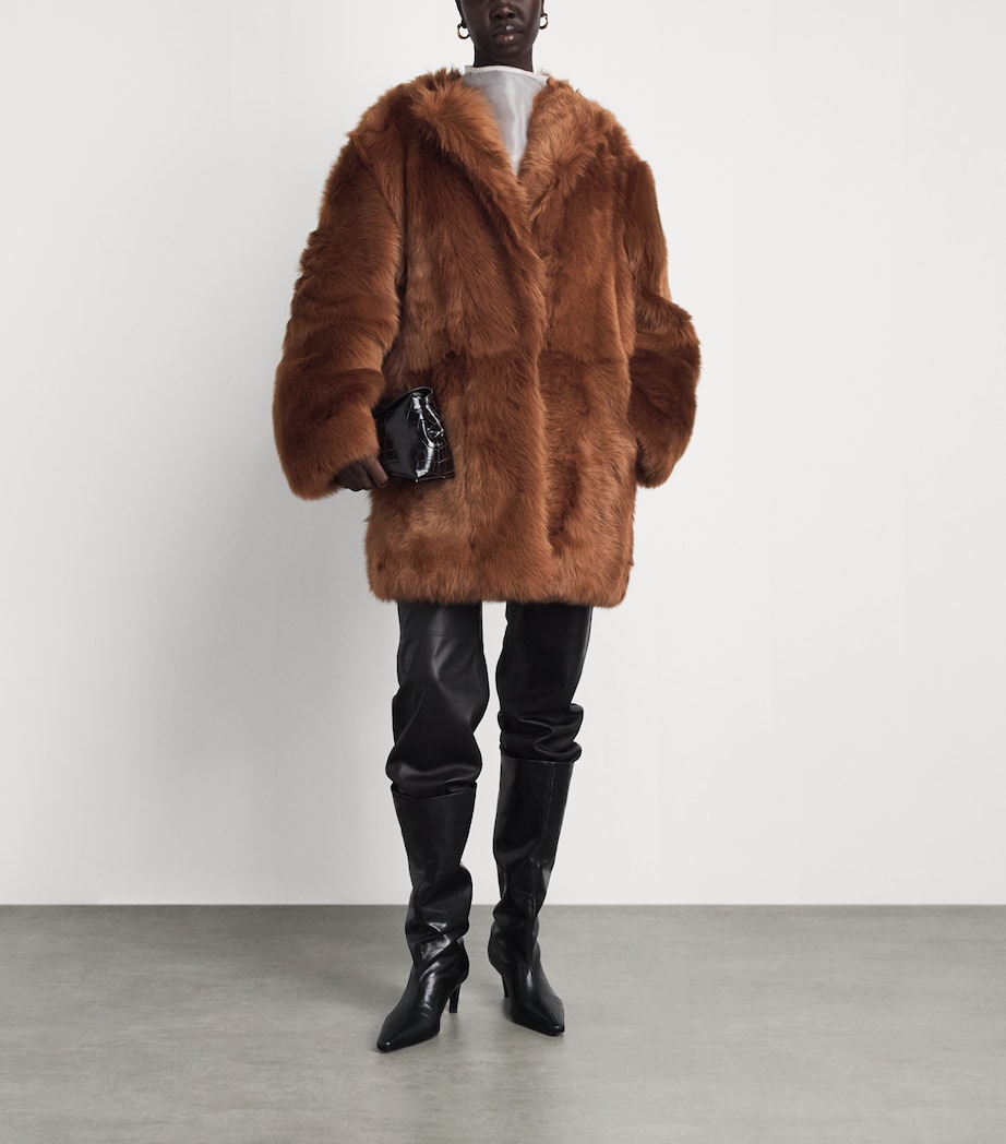 Toteme Womens Shearling Short Coat Ginger Image 2