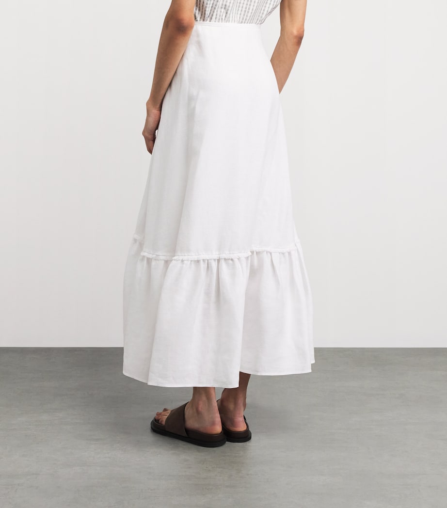 Agnona Womens Cotton Tiered Maxi Skirt White Image 5