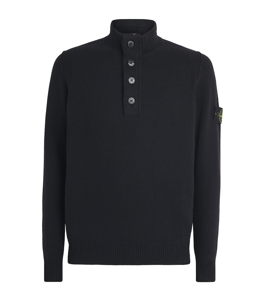 Stone Island Mens Wool-Blend Button-Up Sweater Image 1