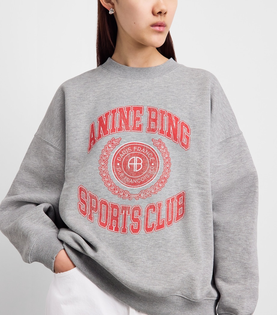 ANINE BING Womens Oversized Miles Collegiate Sweatshirt Grey Image 3