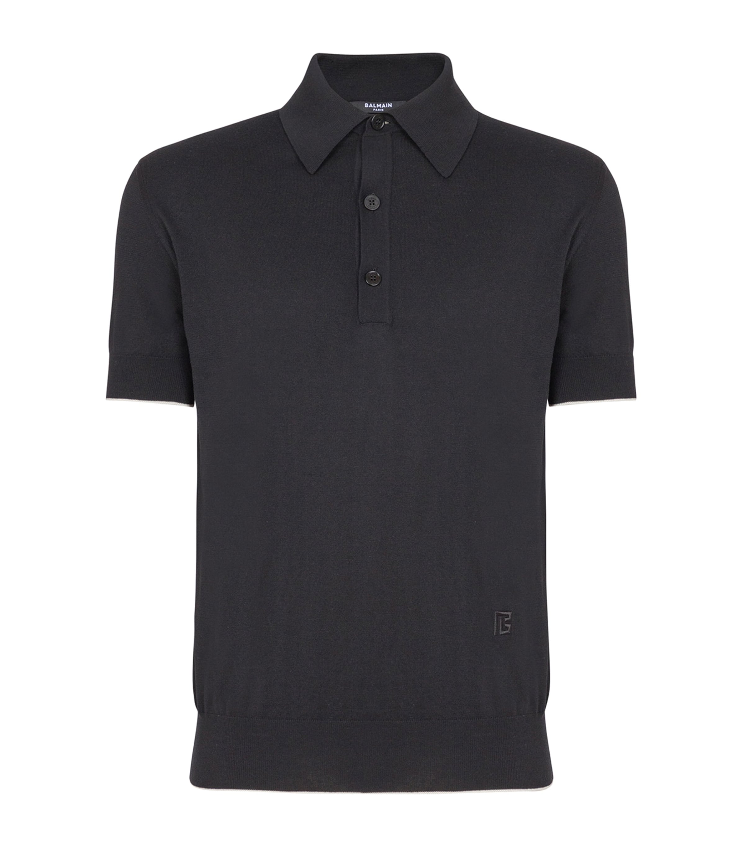 Silk-Blend Knitted Polo Shirt EAB NOIR/BLANC Image 1