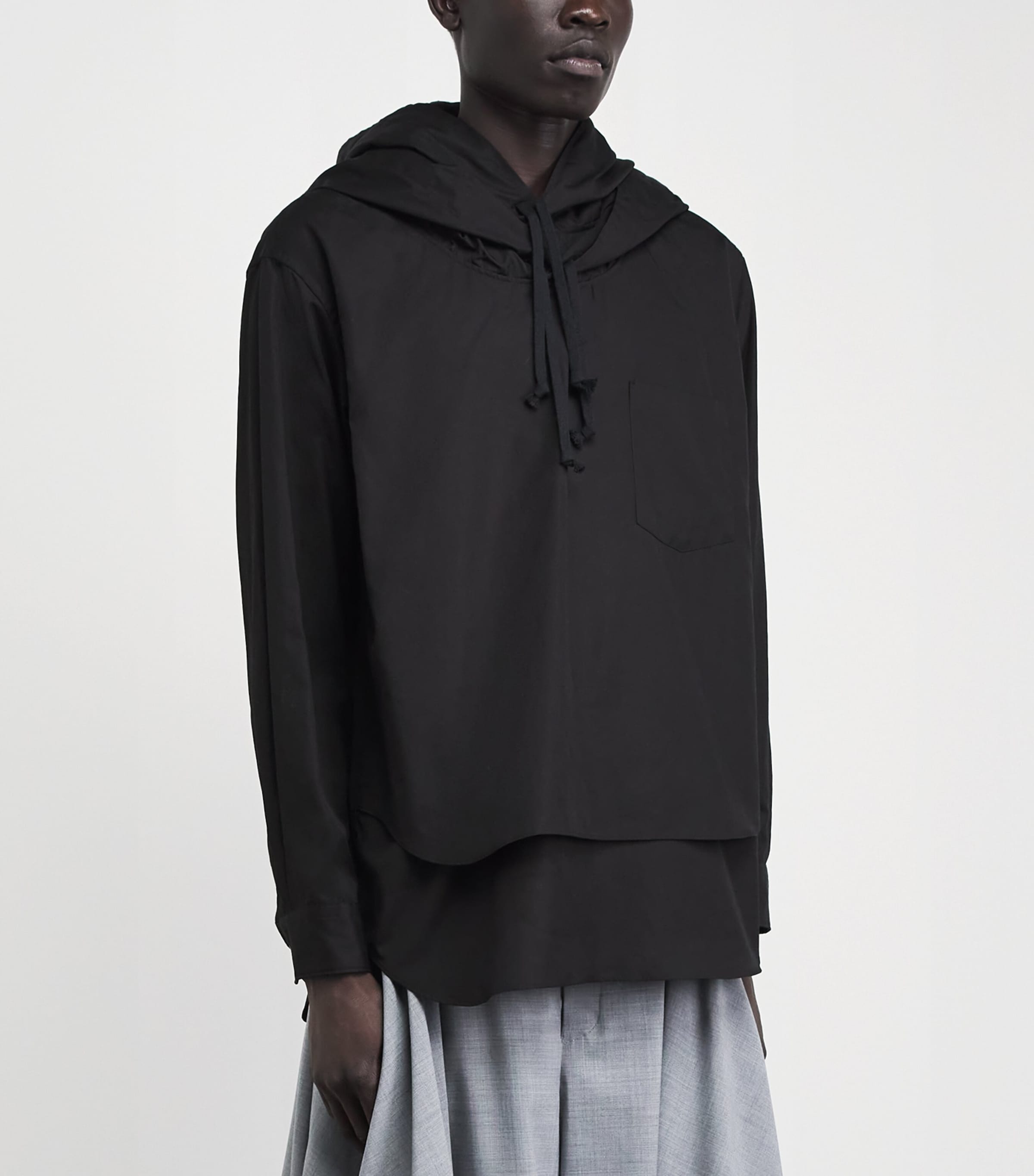 Comme Des Garçons Homme Plus Mens Cotton Layered Hoodie Black Image 4