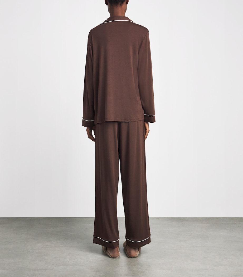 Eberjey Womens Gisele Pyjama Set Chocolate/ivory Image 4