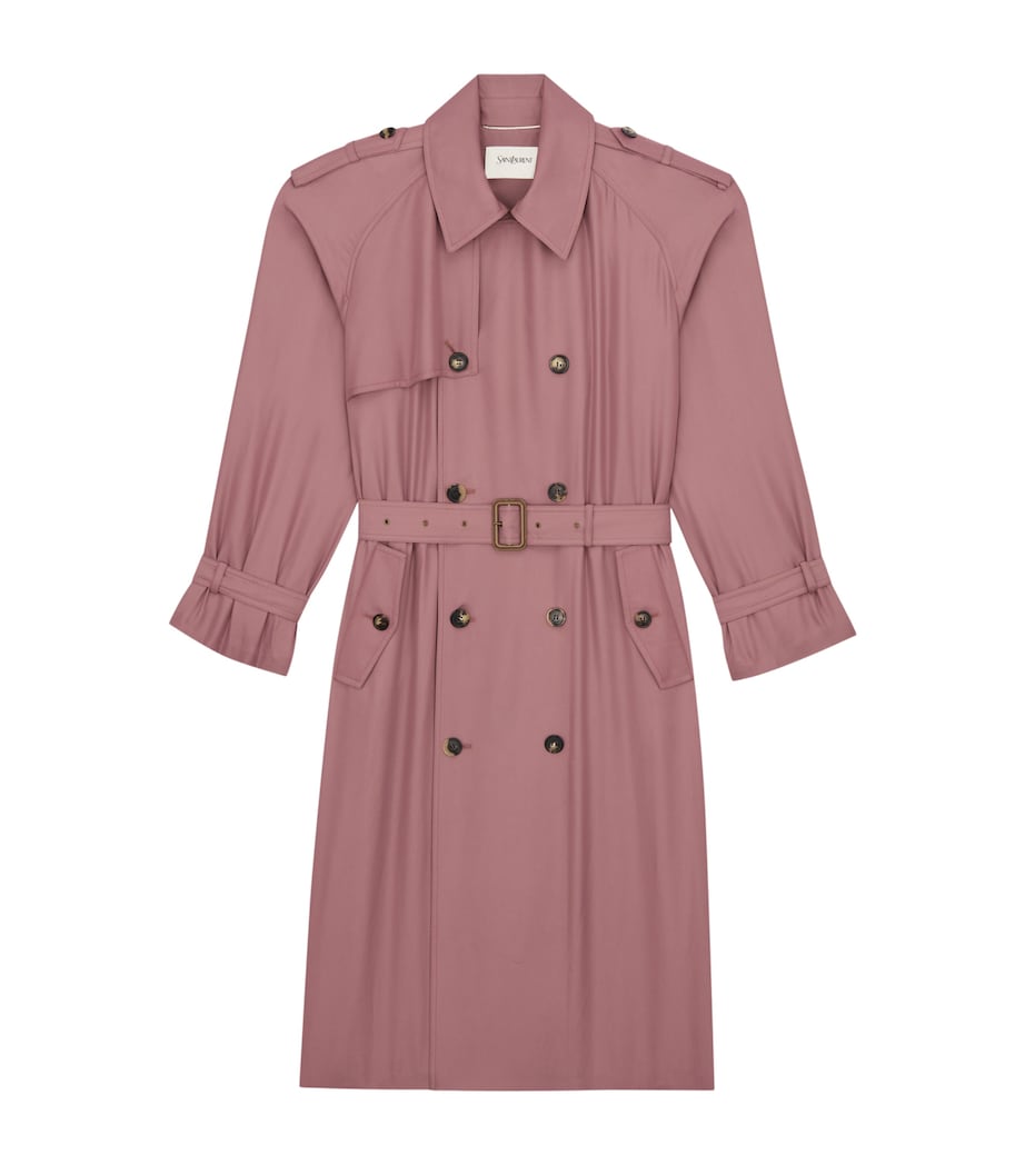 Saint Laurent Mens Satin Double-Breasted Trench Coat Image 1