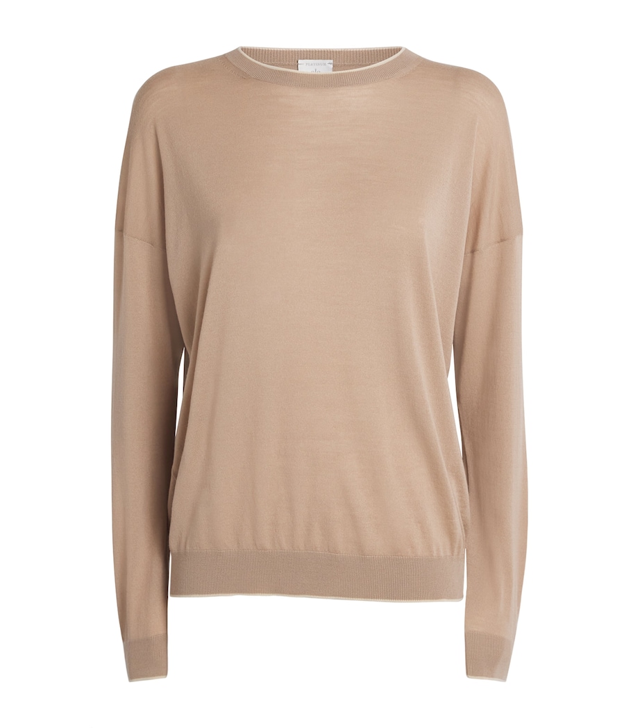 Wool Crew-Neck Long-Sleeve Top CAMMELLO, SABBIA Image 1