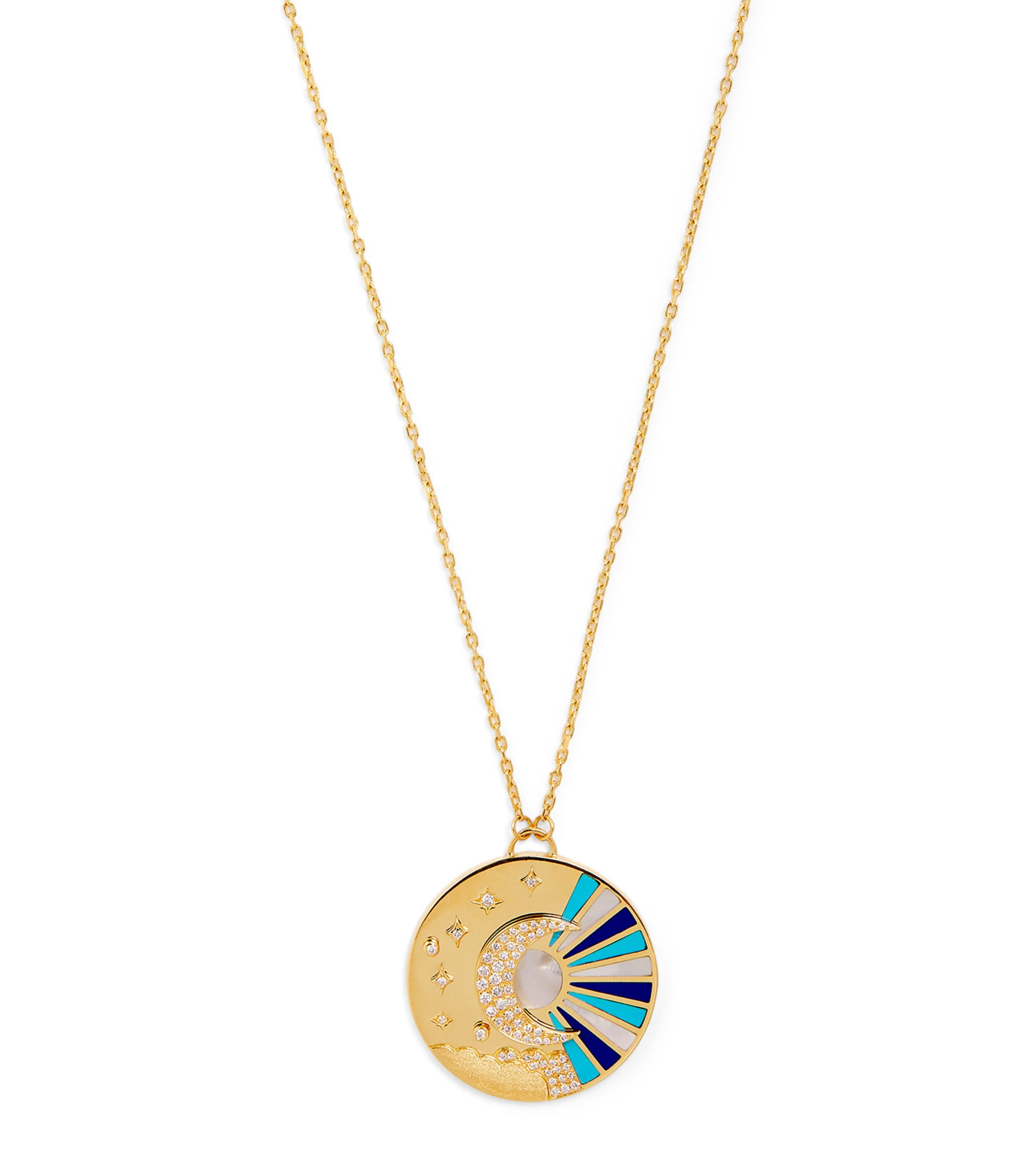 Yellow Gold, Diamond, Lapis, Pearl and Turquoise Cosmic Love Necklace YELLOW GOLD Image 1