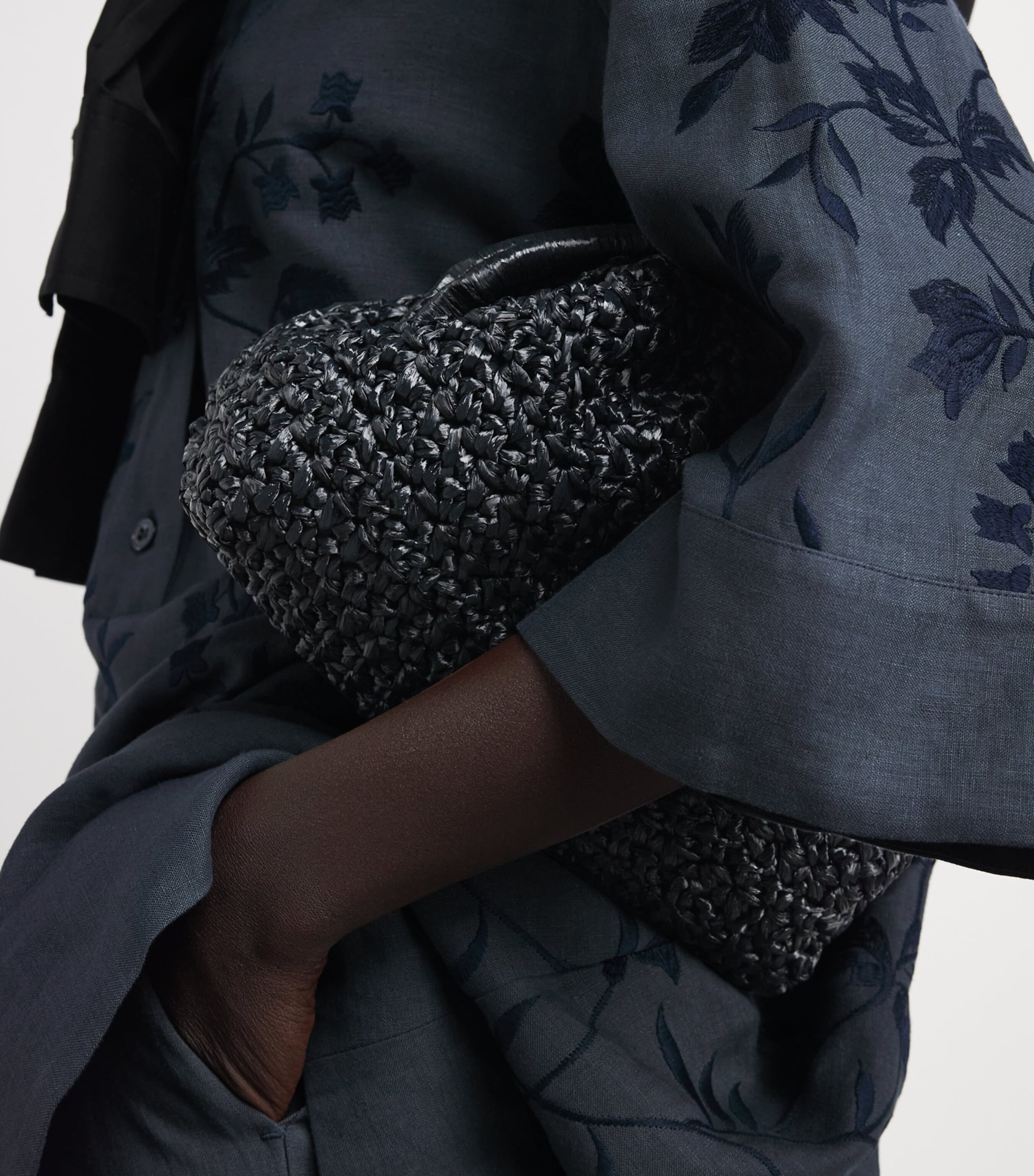 Eleventy Raffia Woven Clutch Bag Nero Image 2