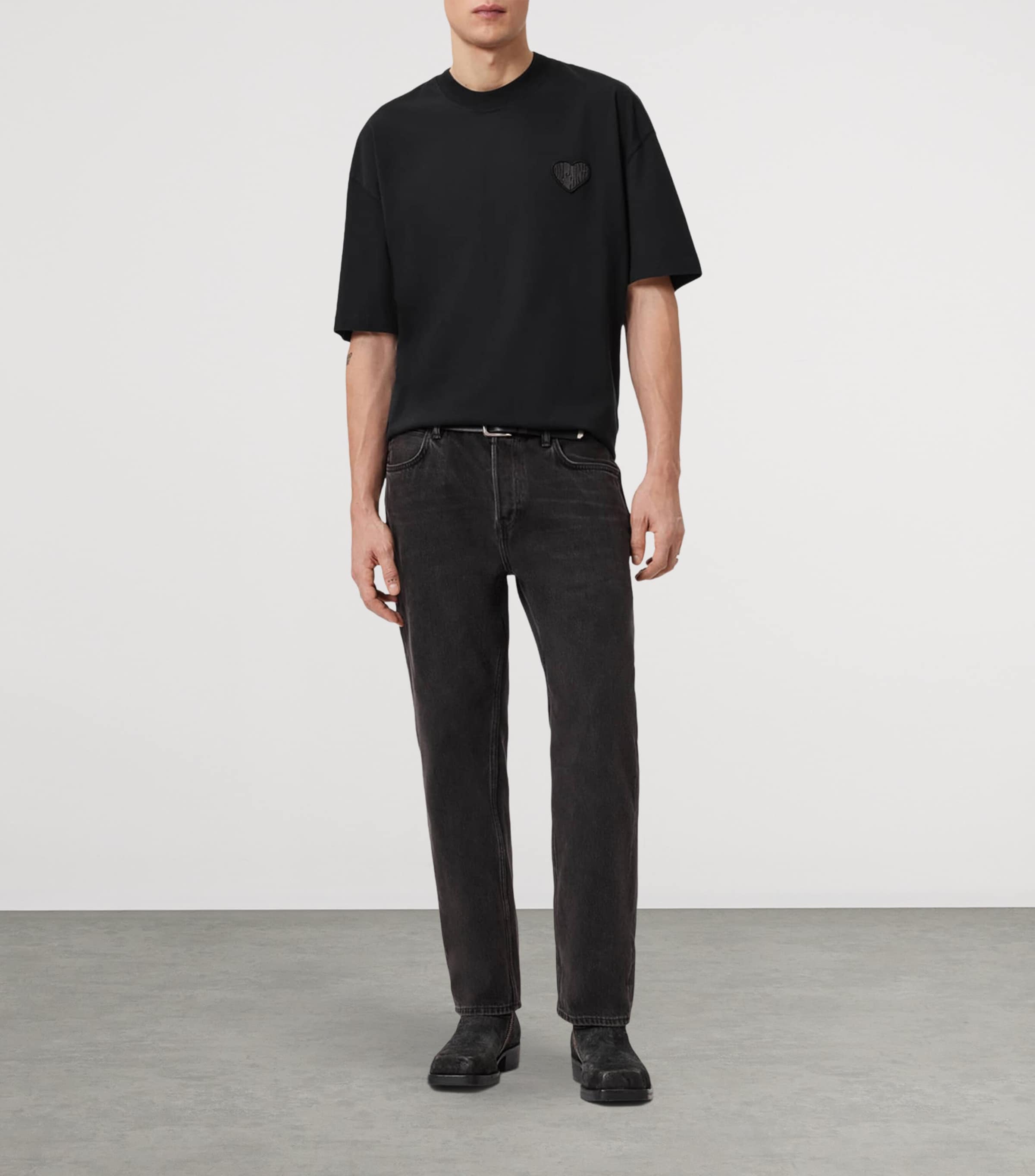 AllSaints Mens Organic Cotton Lover T-Shirt Washed Black Image 5