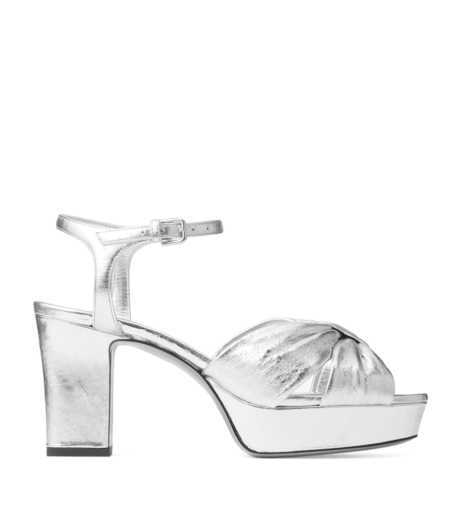 Heloise 80 Leather Heeled Sandals SILVER Image 1