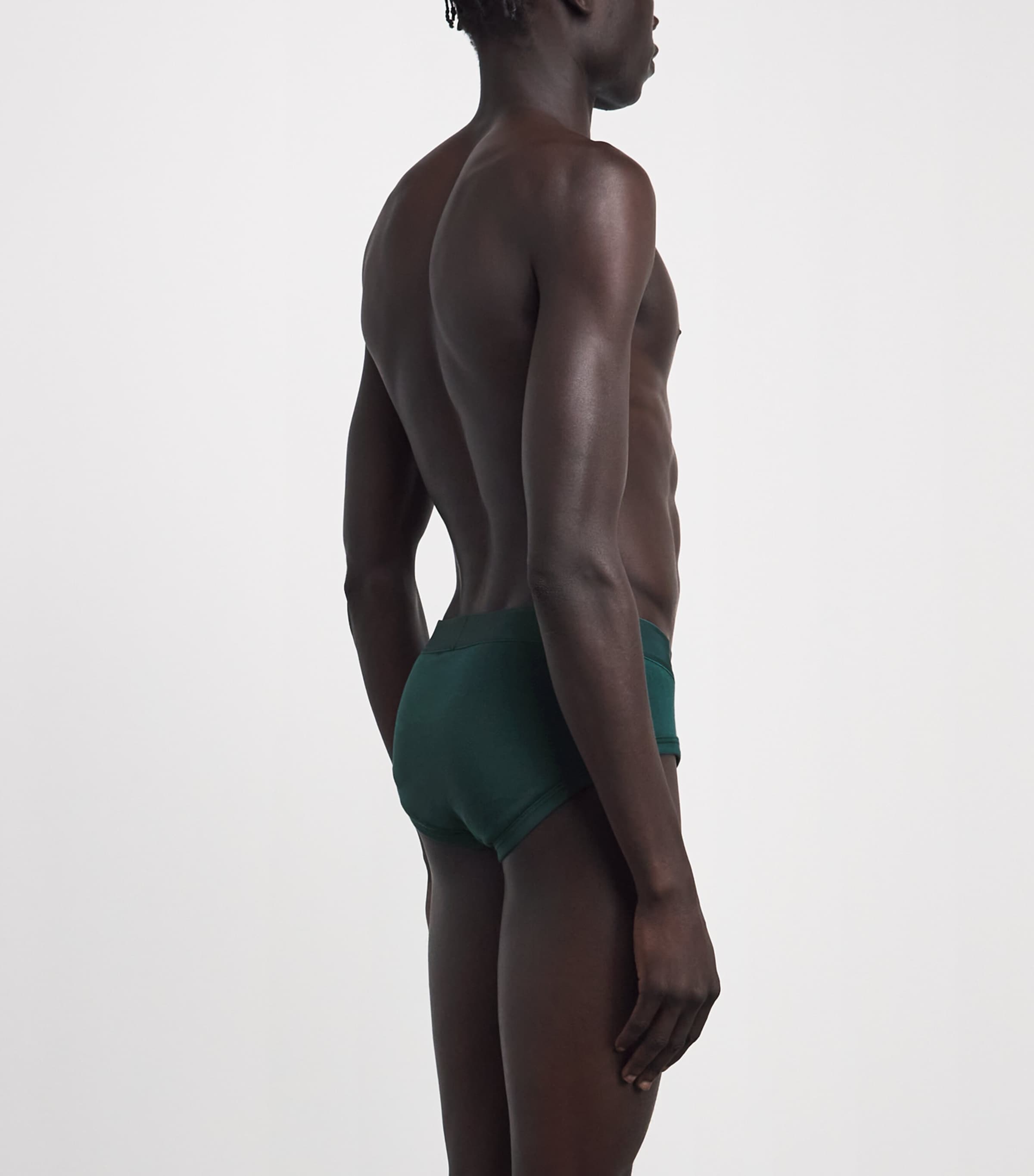 TOM FORD Mens Stretch-Cotton Logo Briefs Emerald Green Image 3