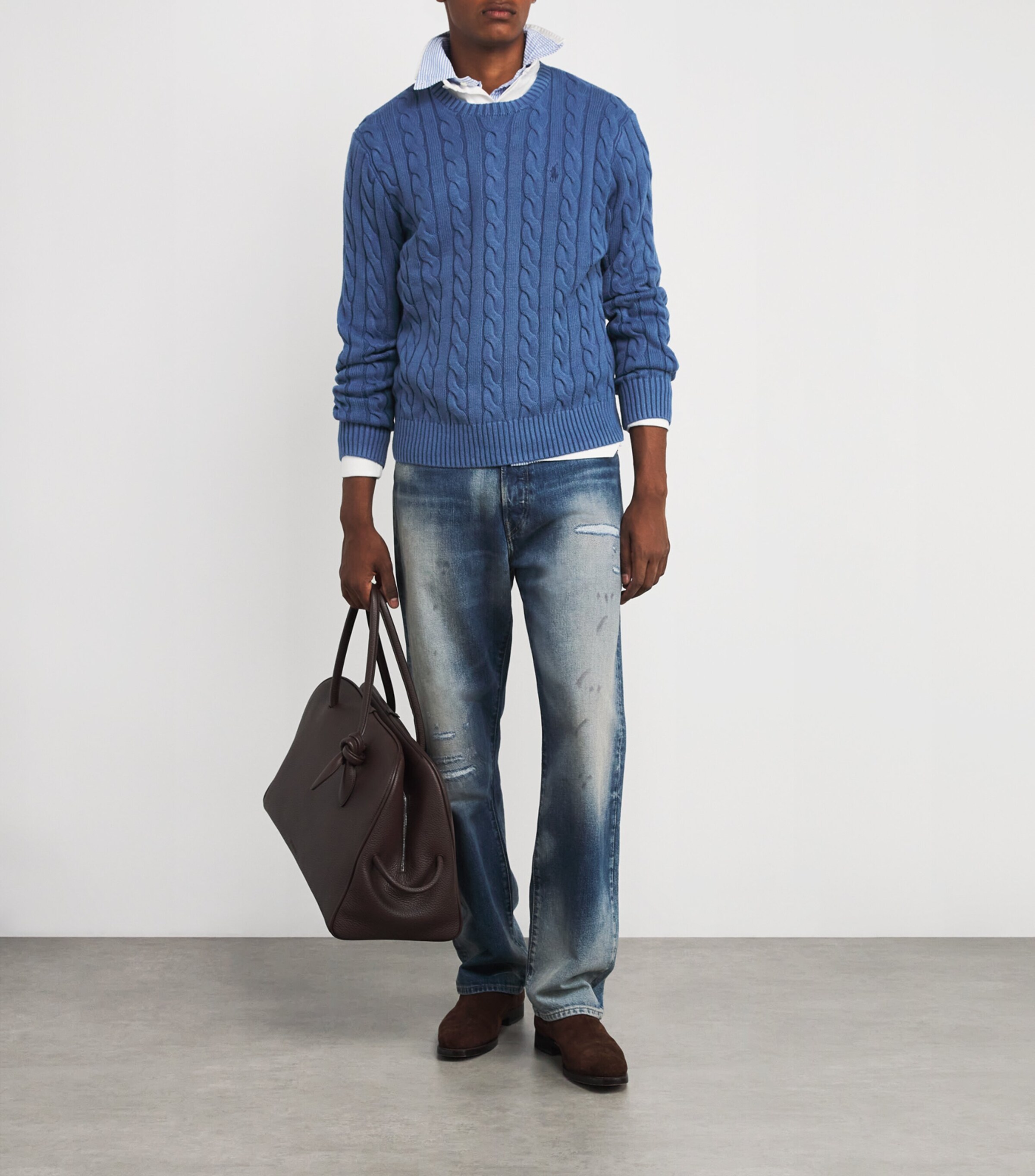 Cotton Crew-Neck Sweater NAVY Image 2