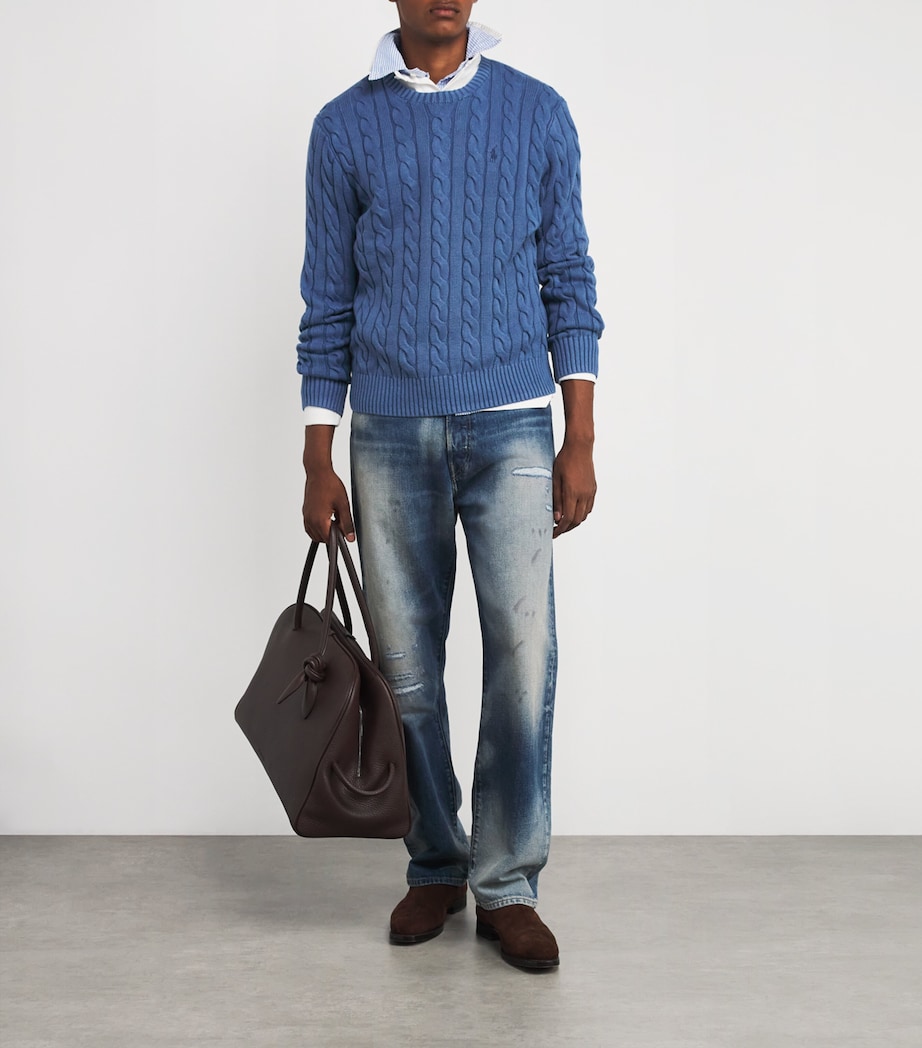 Cotton Crew-Neck Sweater NAVY Image 2