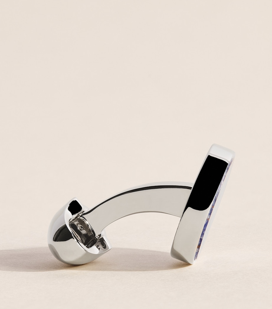 Babette Wasserman Rhodium-Plated Sodalite Deco Cufflinks Sodalite Image 4