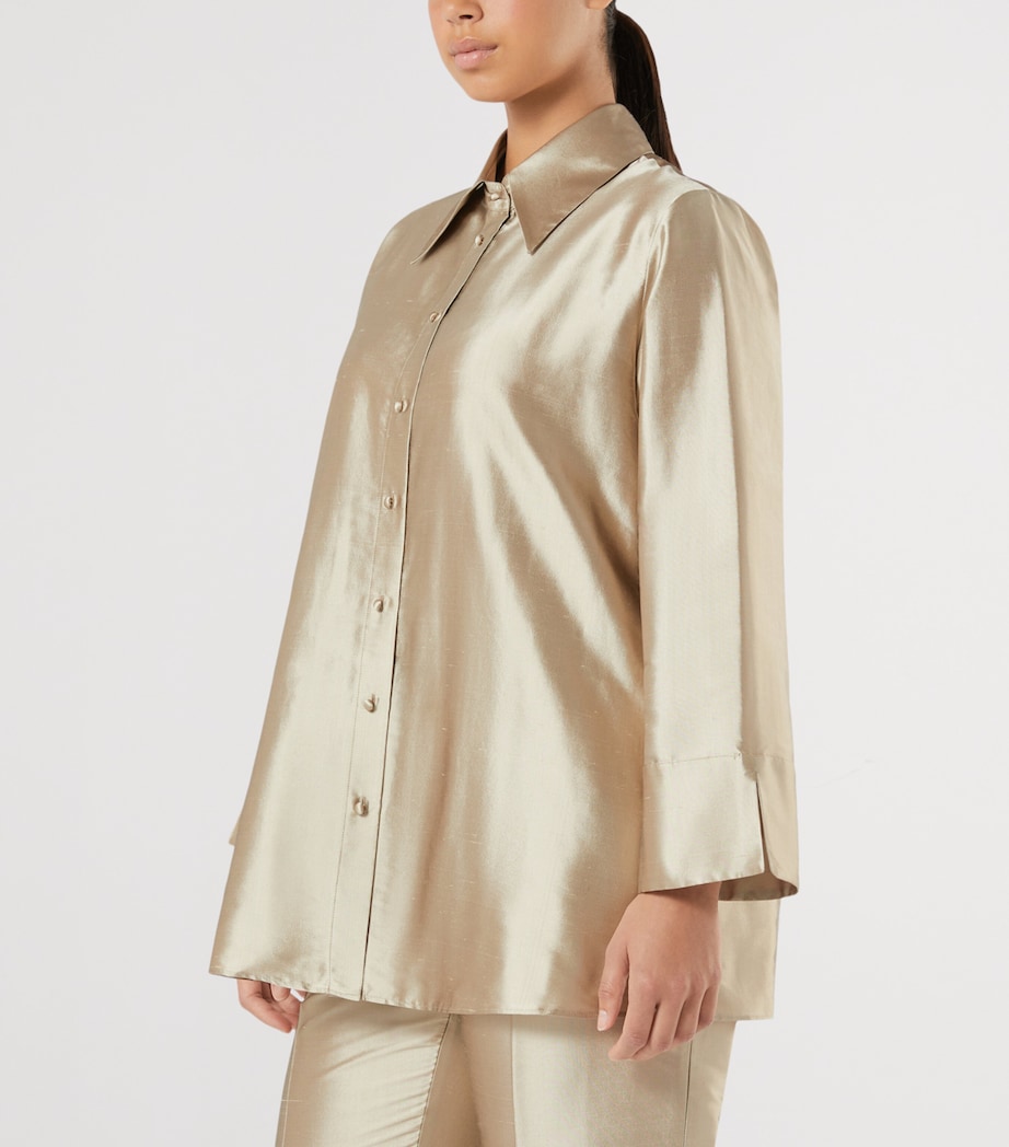 Marina Rinaldi Womens Silk Shirt Hazelnut Brown Image 3