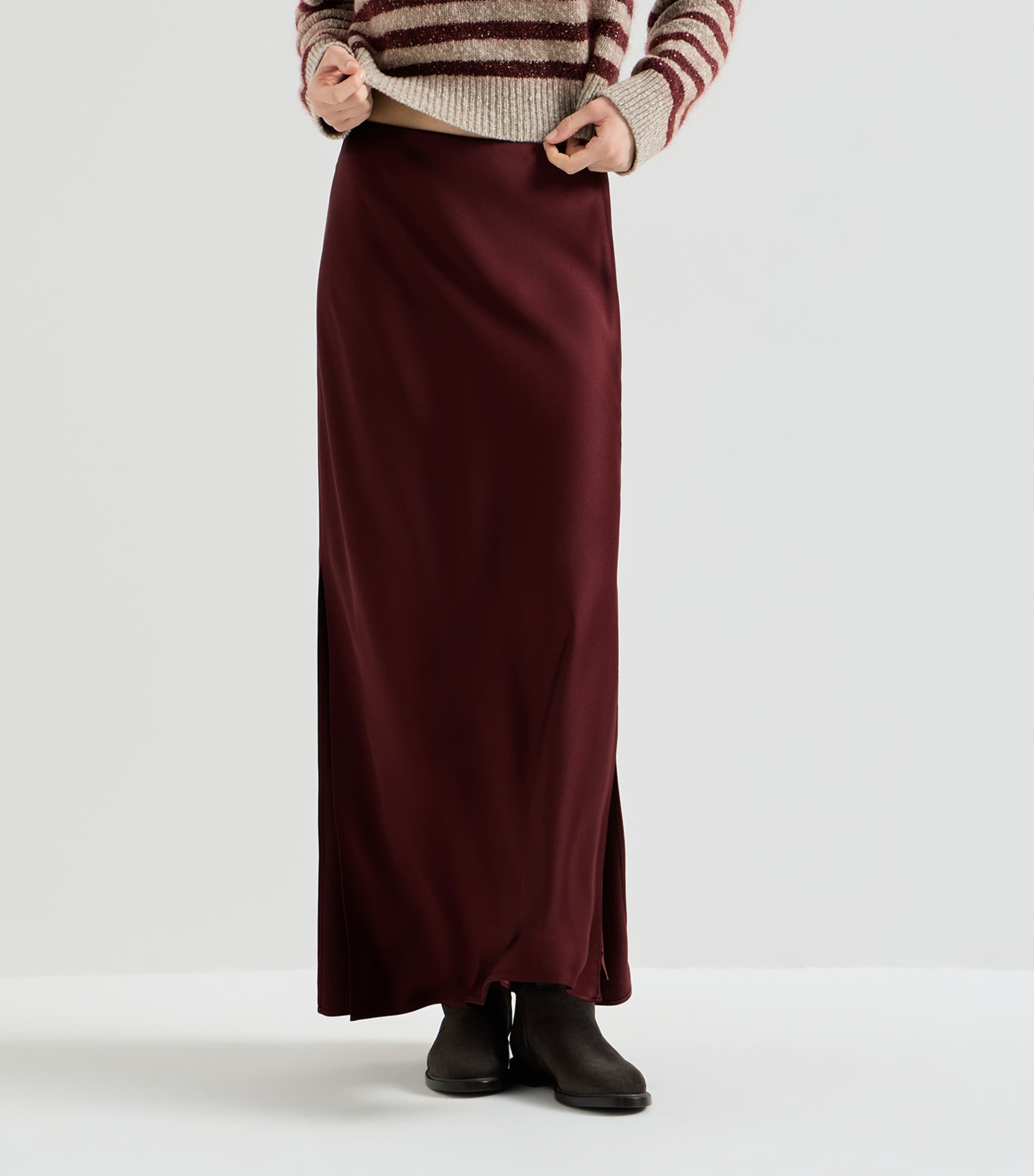 Brunello Cucinelli Womens Satin Maxi Skirt Image 3