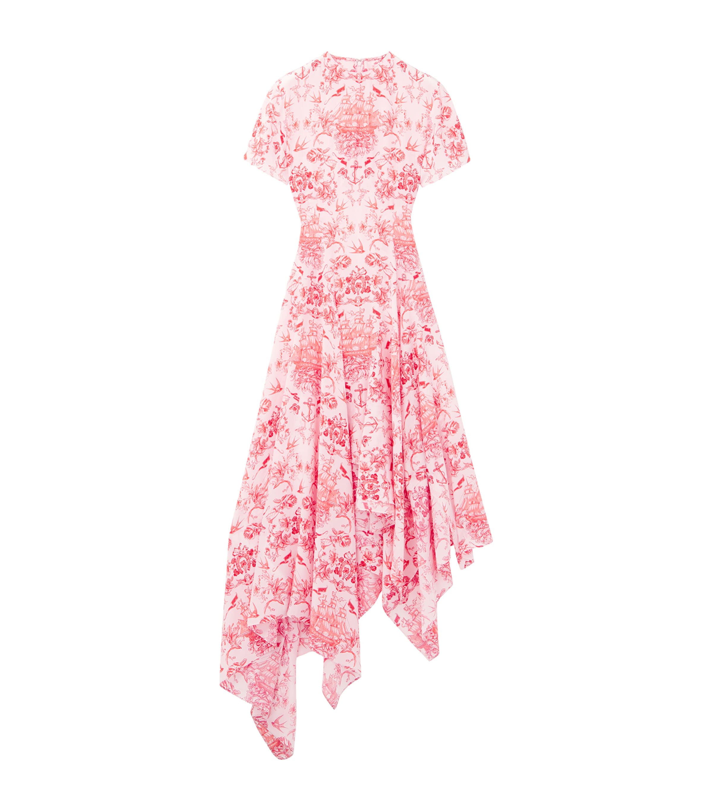 Alexander Mcqueen Silk Sailor-tattoo Asymmetric Maxi Dress In Purple