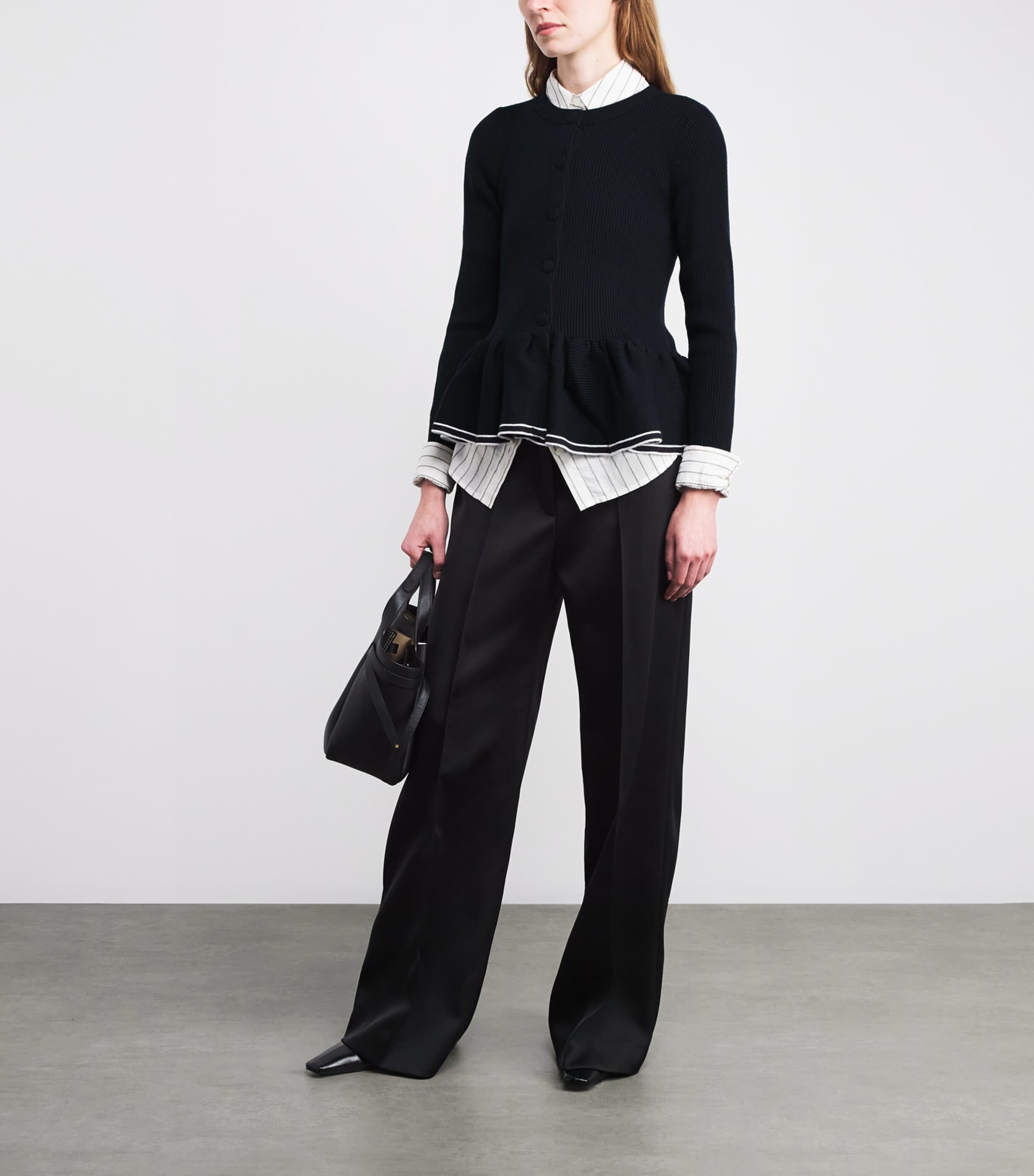 Peplum-Hem Cardigan NAVY Image 2