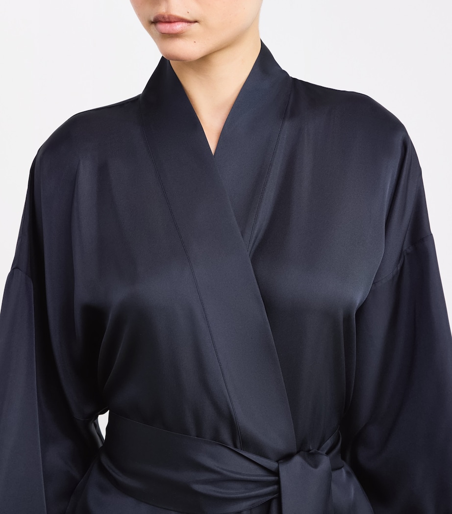 Silk Sabine Long Robe NAVY Image 6