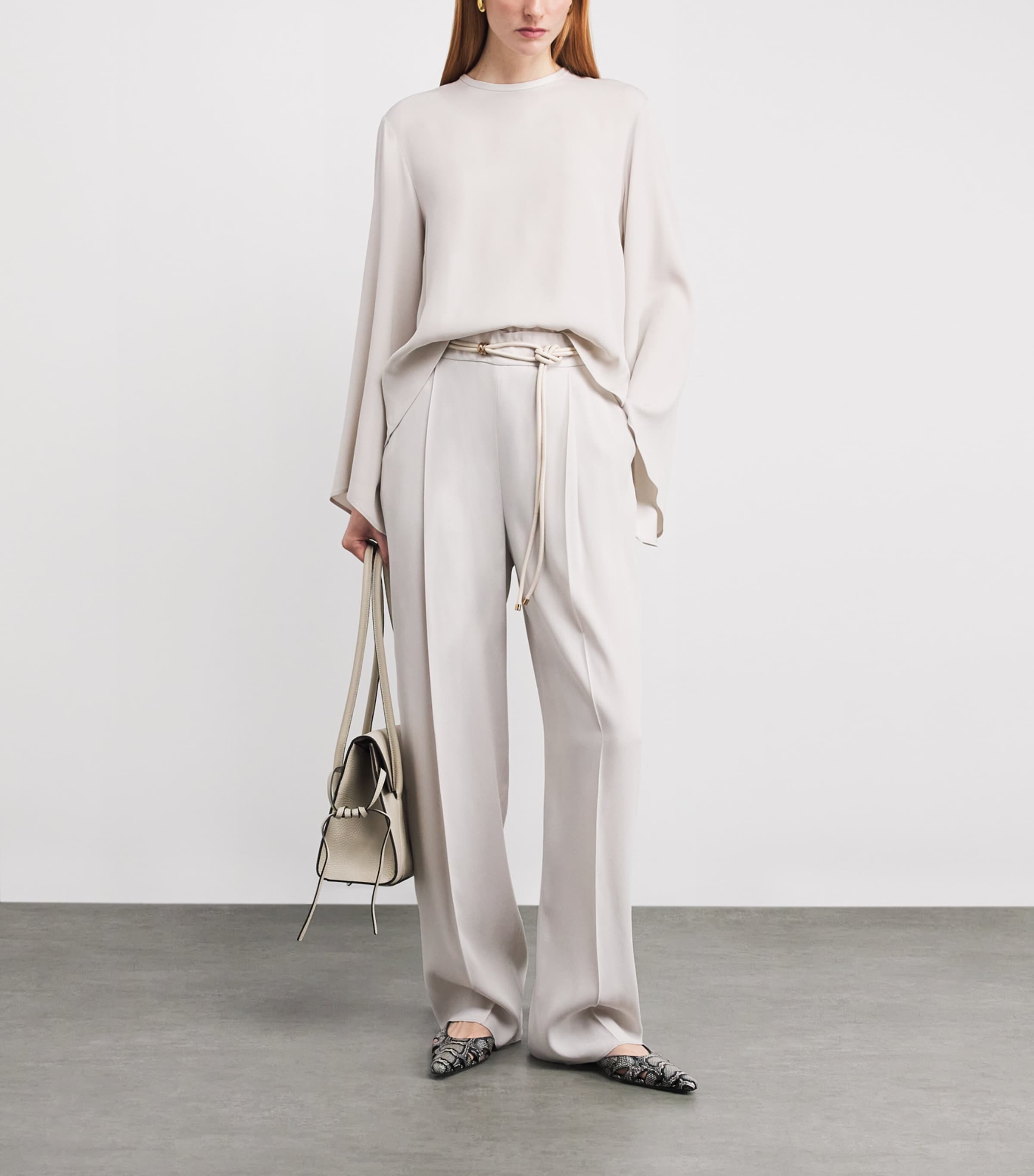 Agnona Nappa Leather Rope Belt Light Grey Stone Image 3