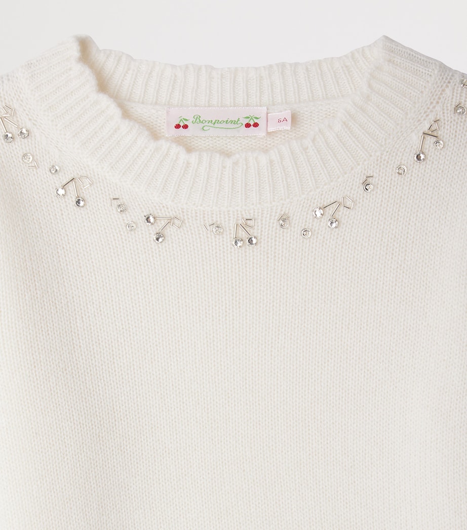 Cashmere Embellished Sweater (10-14 Years) UPB BLANC LAIT Image 3