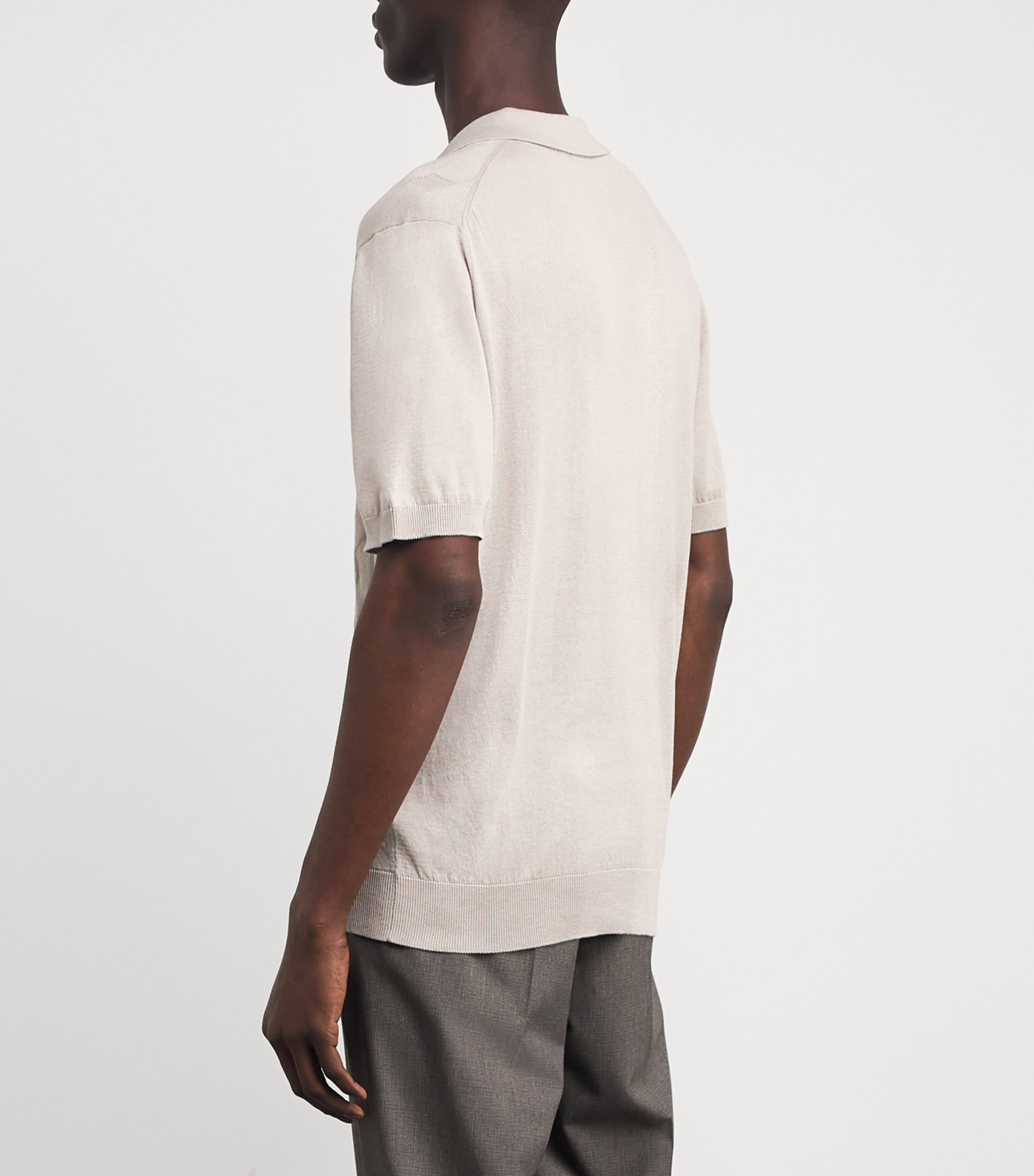 Cotton-Silk Argyle Polo Shirt BEIGE COTT Image 4